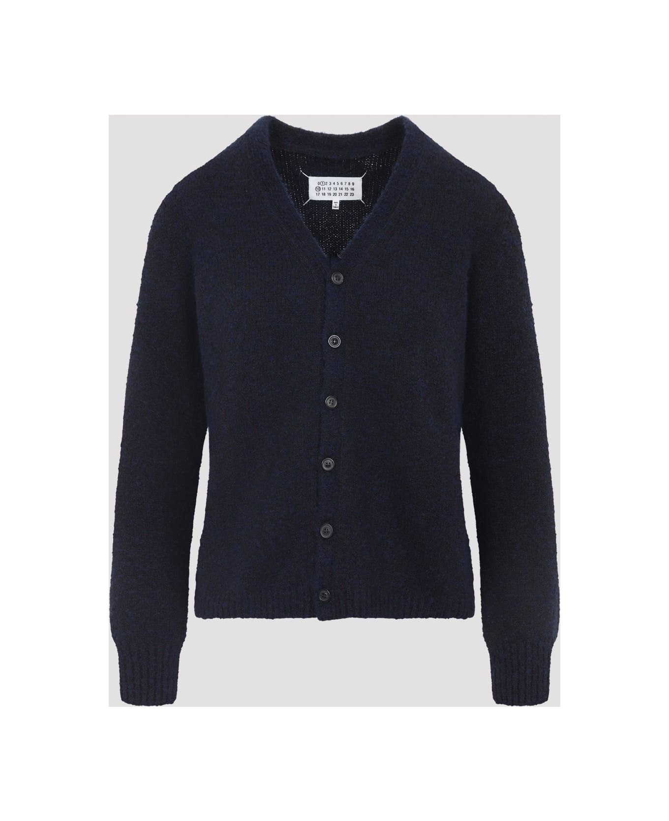 Maison Margiela Virgin Wool Cardigan - F Navy Dark Brown