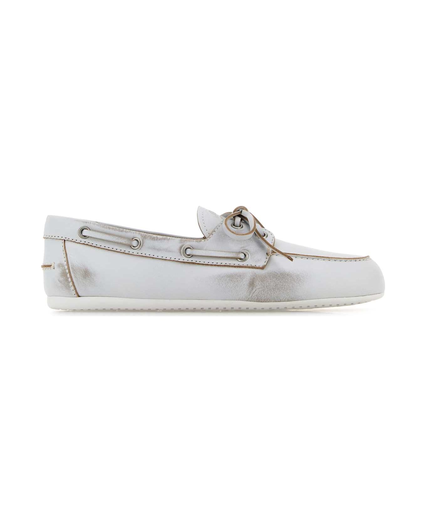 Miu Miu White Leather Loafers - BIANCO