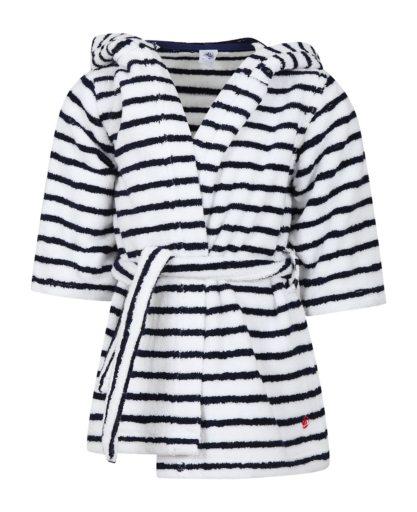 Petit Bateau White Bathrobe For Kids With Stripes - White