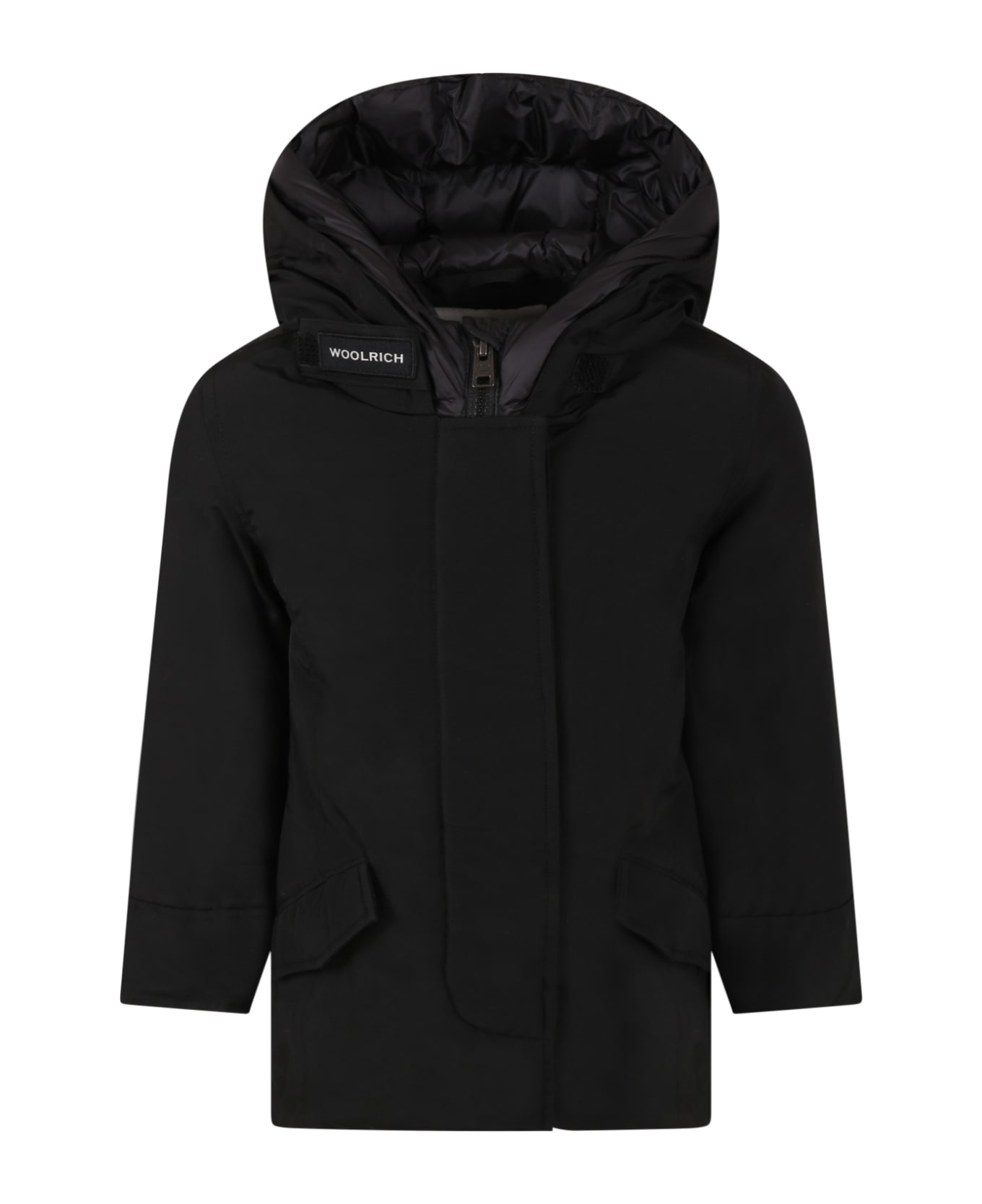 Woolrich Black ''arctic Parka'' Jacket For Girl - Black コート＆ジャケット