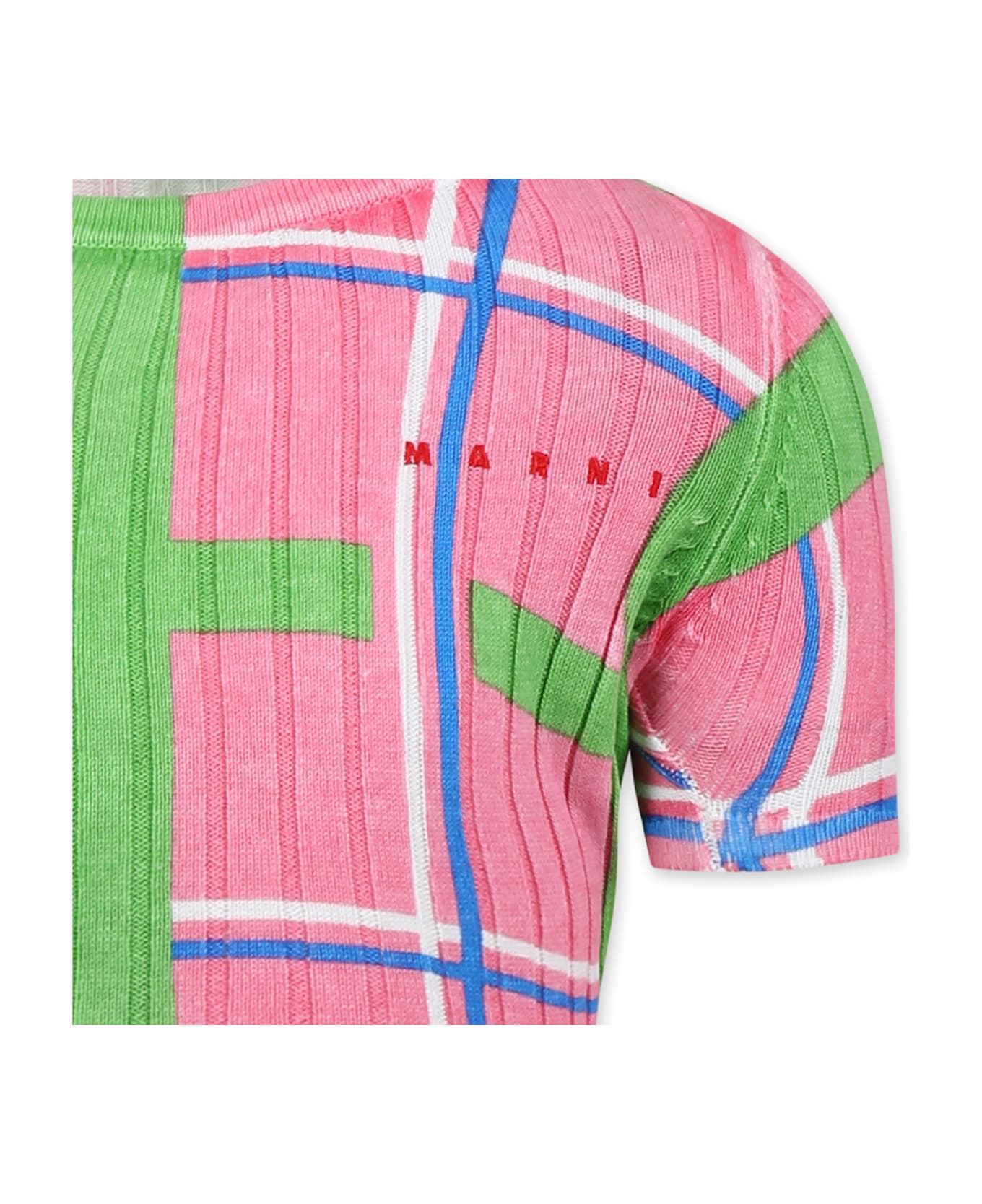 Marni Pink T-shirt For Girl With Logo - Pink