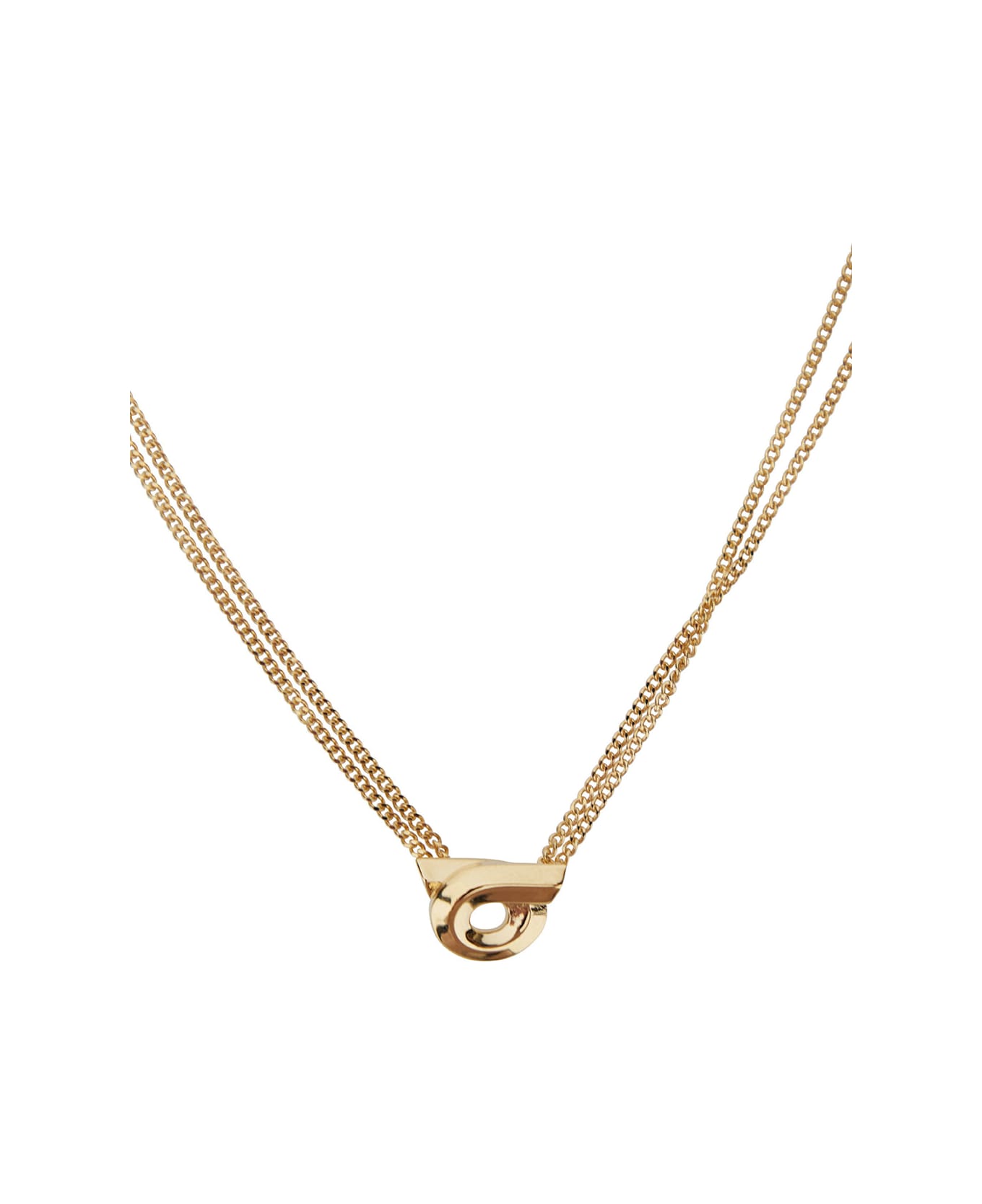 Ferragamo Gold-colored Necklace With Gancini Pendant In Brass Woman - Metallic