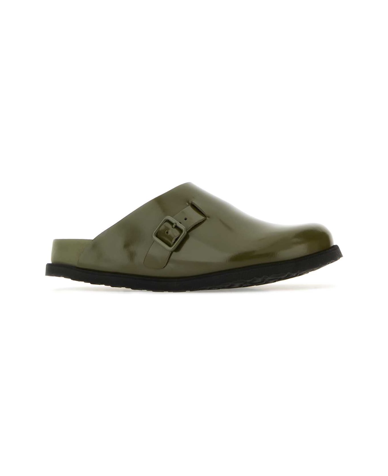 Birkenstock Army Green Leather 33 Dougal Slippers - MOSS