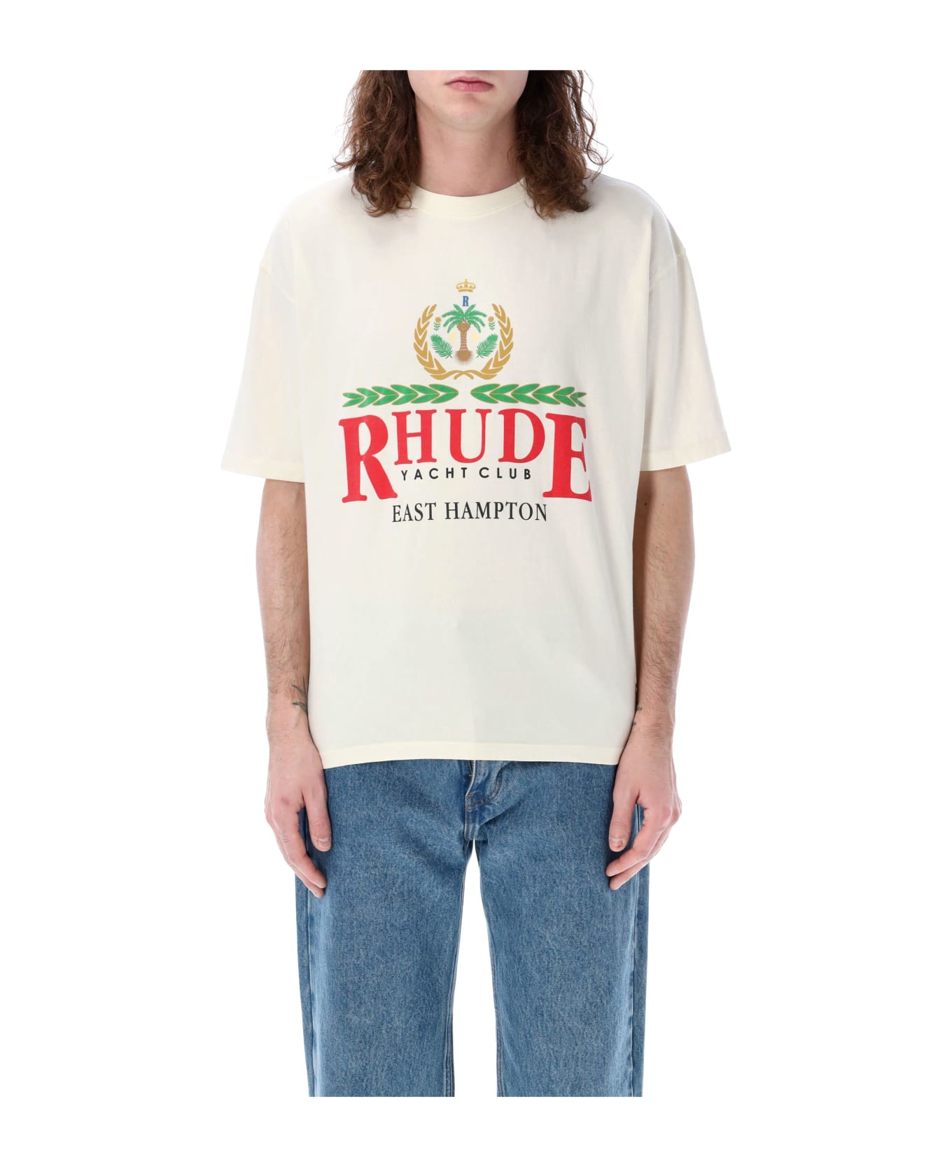 Rhude East Hampton Crest T-shirt - VINTAGE WHITE