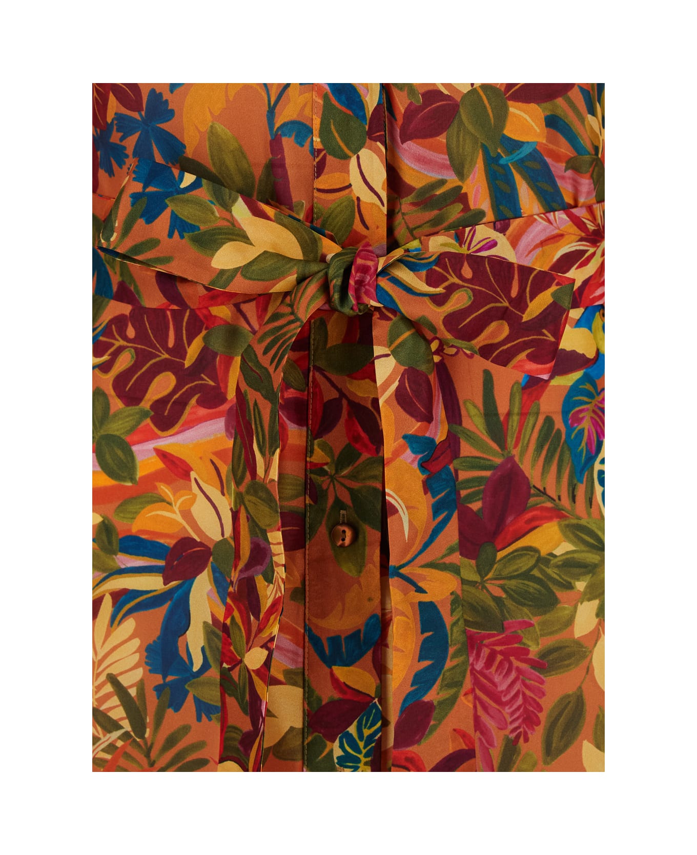 Momonì 'california' Multicolor Belted Dress With All-over Floral Print In Silk Woman - Multicolor
