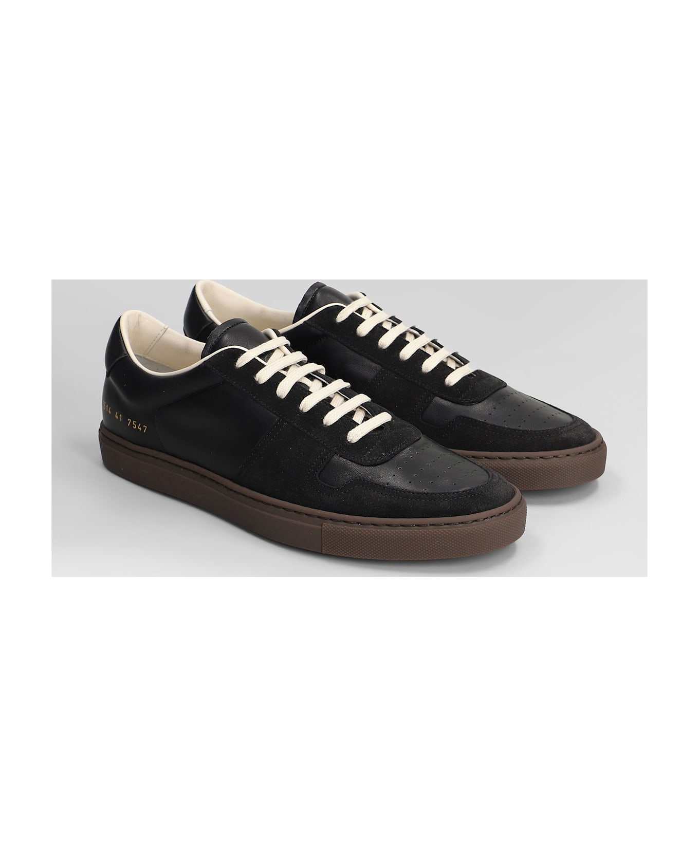 Common Projects Bball Slim Sneakers In Black Suede And Leather - black