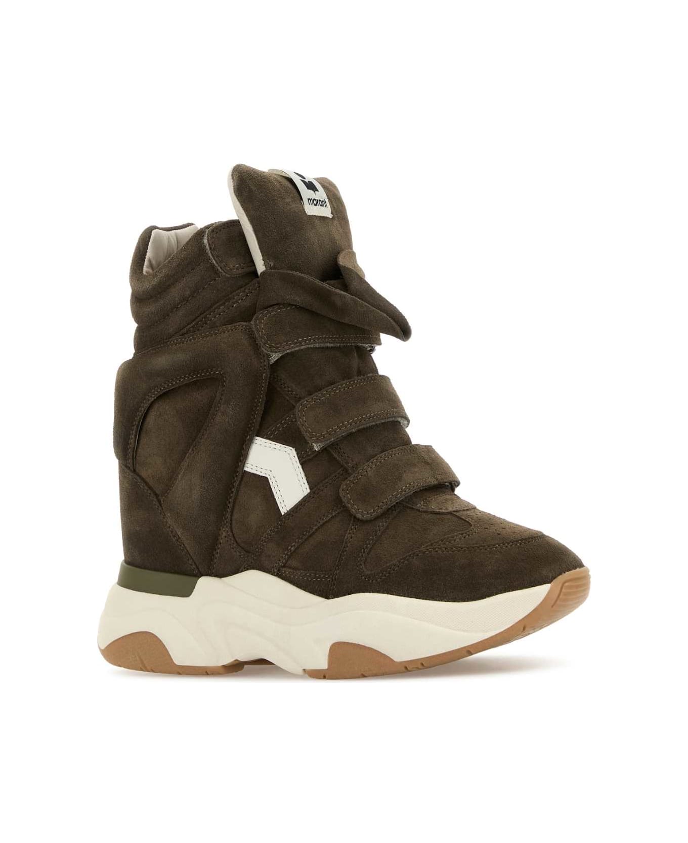 Isabel Marant Khaki Suede Balskee Sneakers - KHAKIECRU