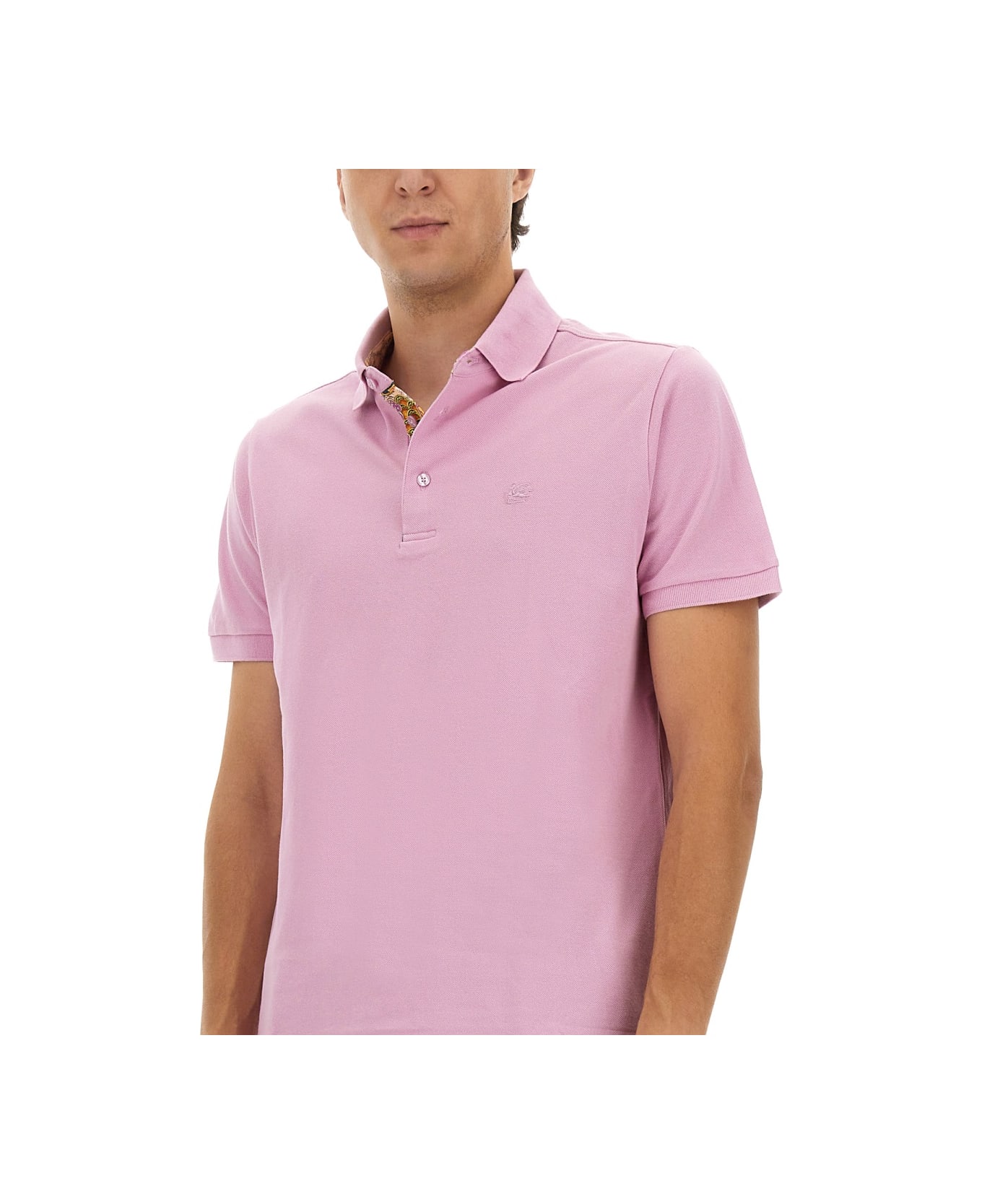 Etro Cotton Polo Shirt With Pegasus - PINK