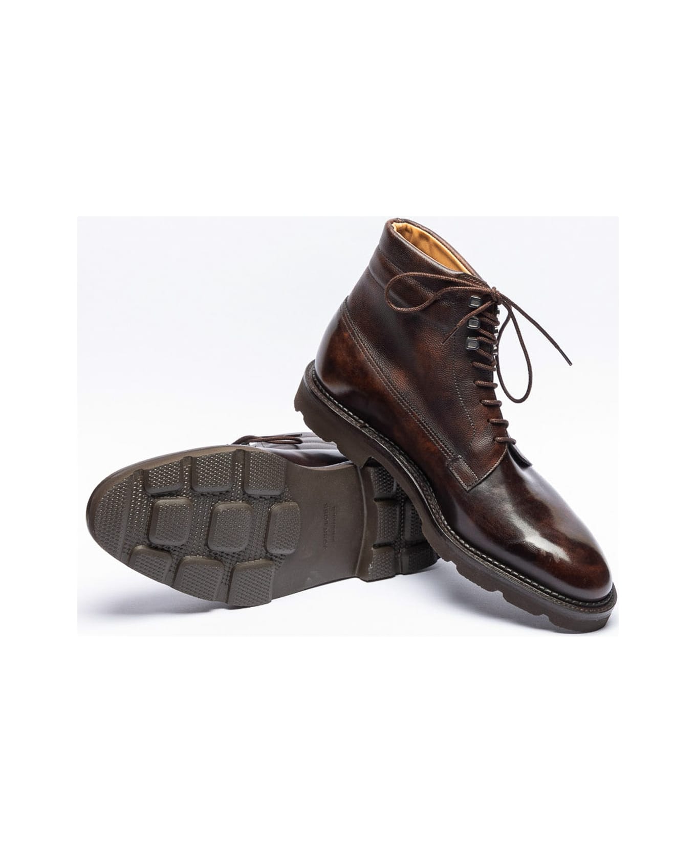 John Lobb Alder Pd Dark Brown Museum Caviar Calf Derby Boot - Marrone