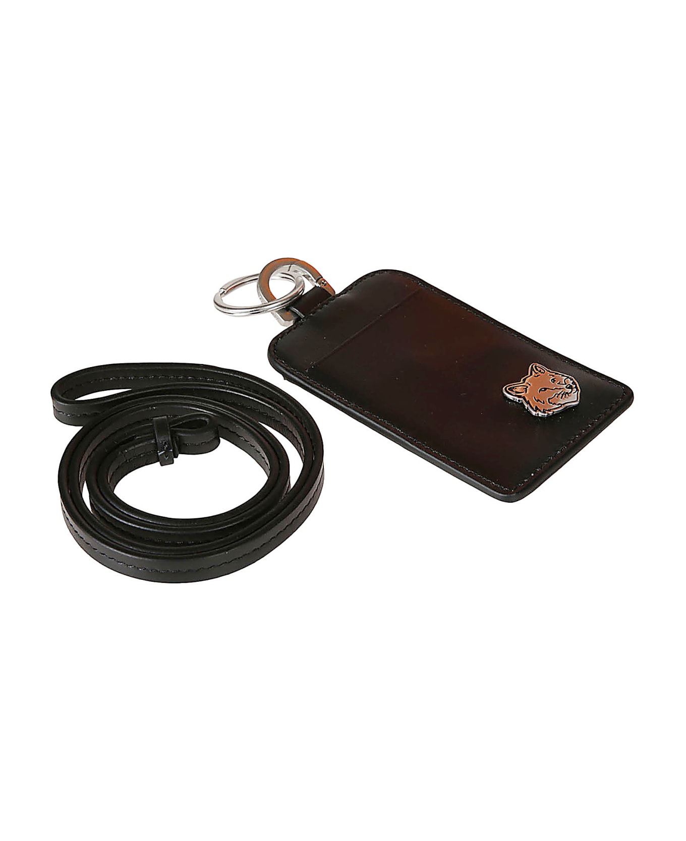 Maison Kitsuné Black Leather Card Holder - Nero