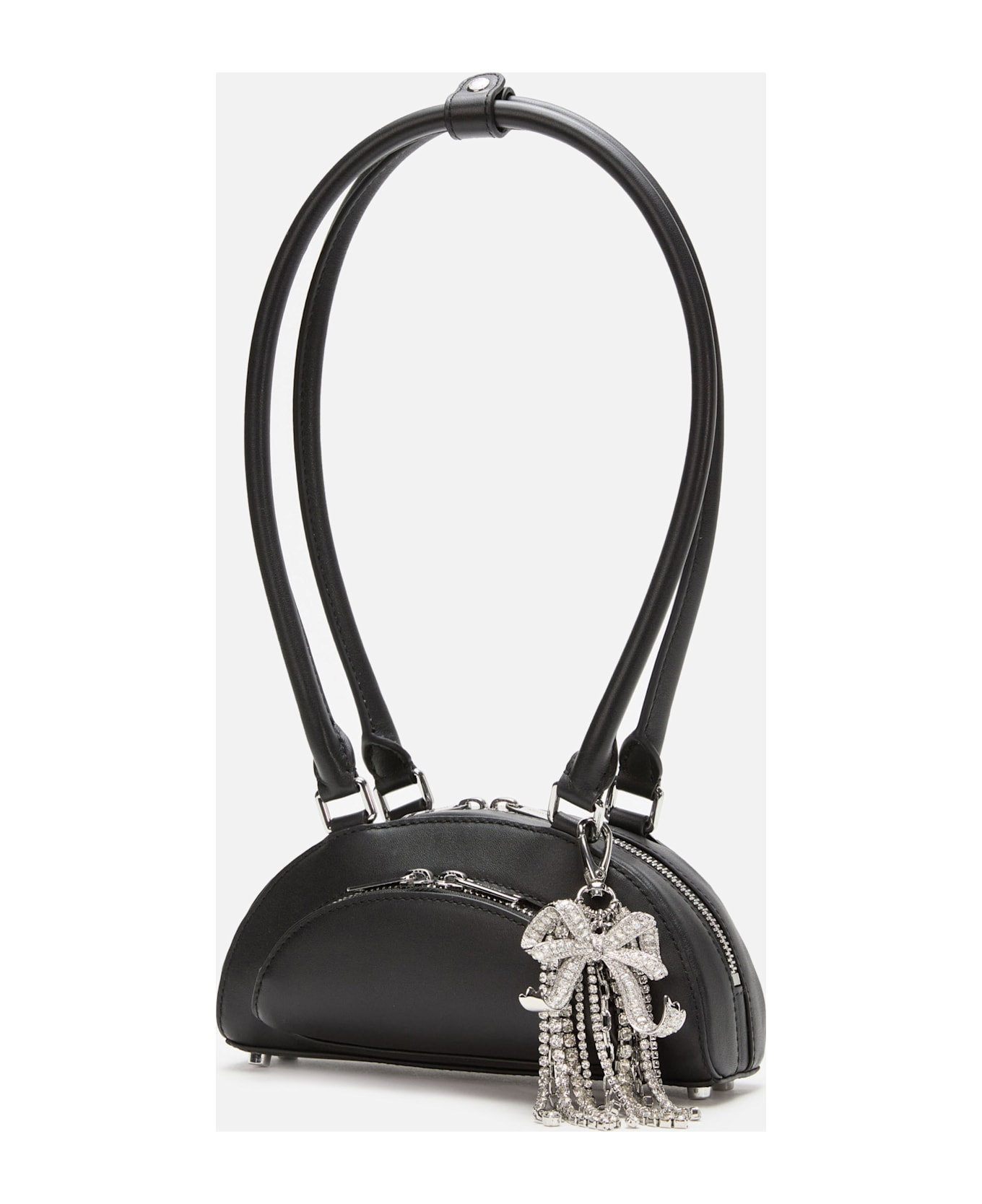 self-portrait Black Leather Mini Shoulder Bag With Charm - Black