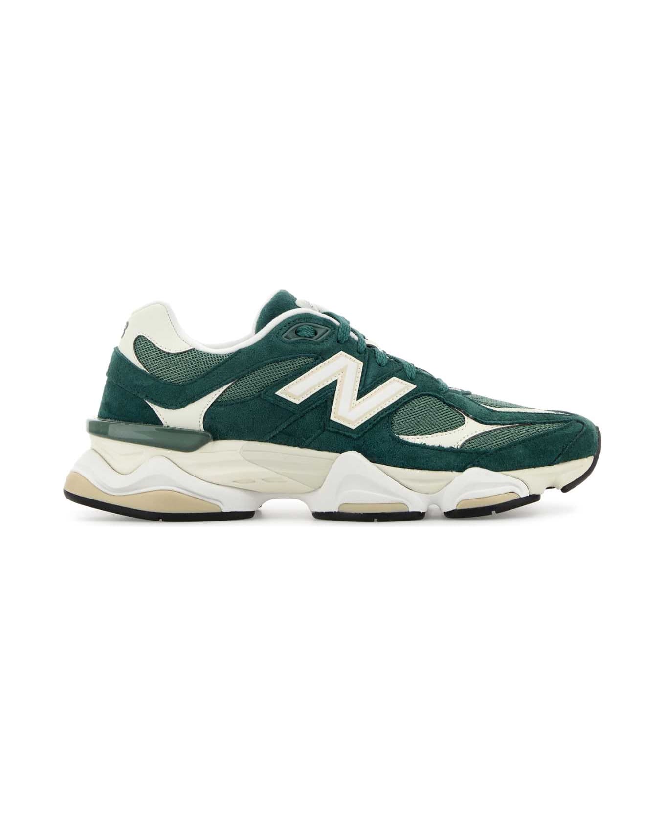 New Balance Two-tone Mesh And Suede 9060 Sneakers - GREENWHITE