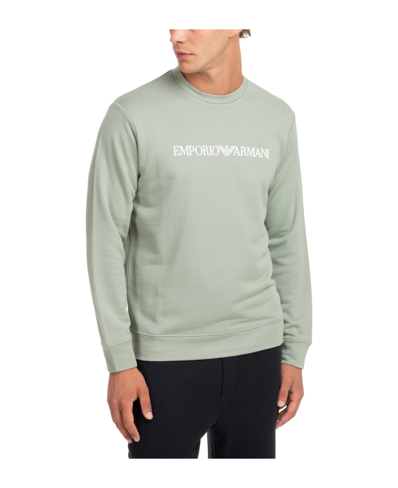 Emporio Armani Cotton Sweatshirt - Salvia Logo