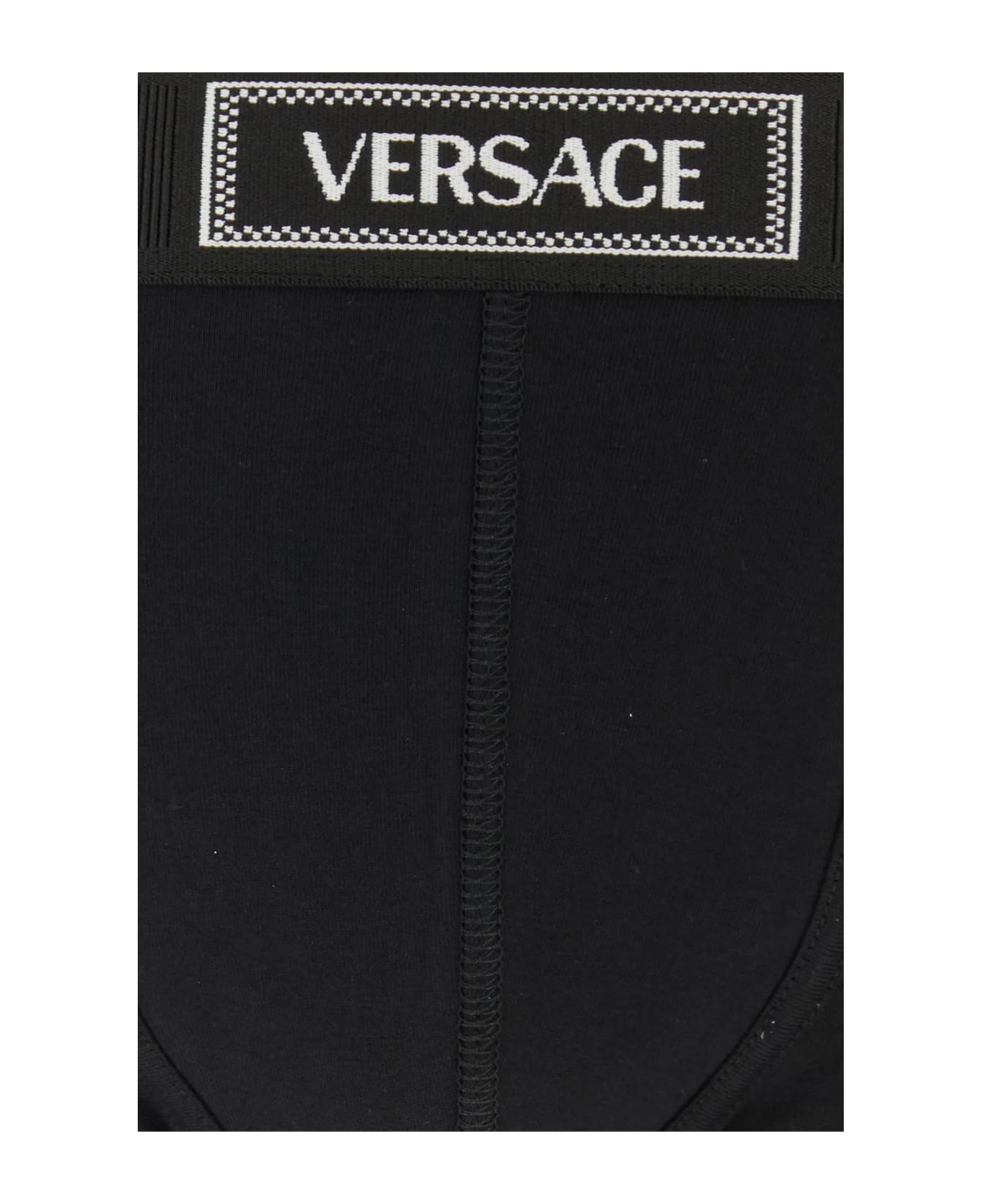 Versace Black Stretch Cotton Boxer - BLACK