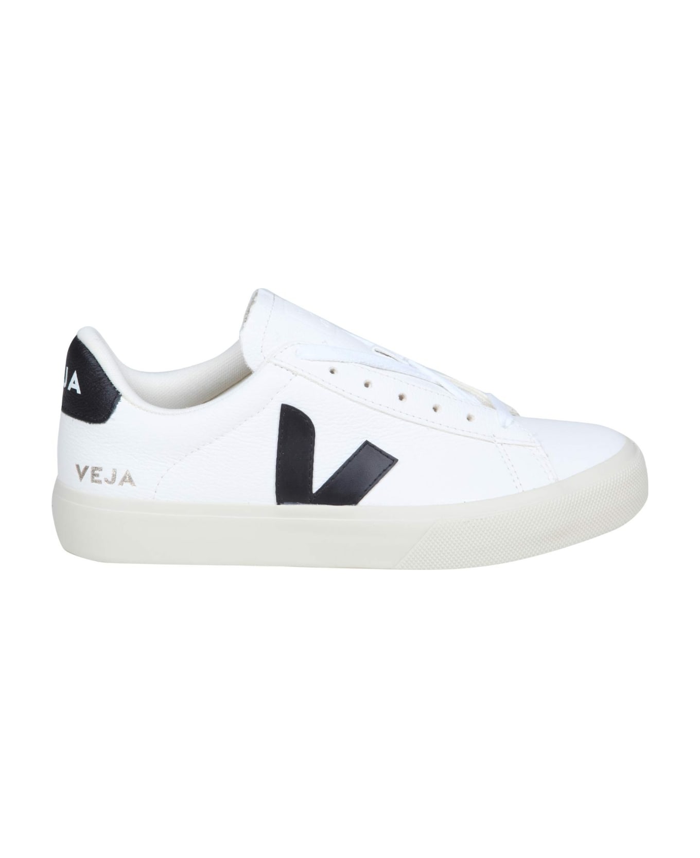 Veja Campo Chromefree In White/black Leather - White/Black