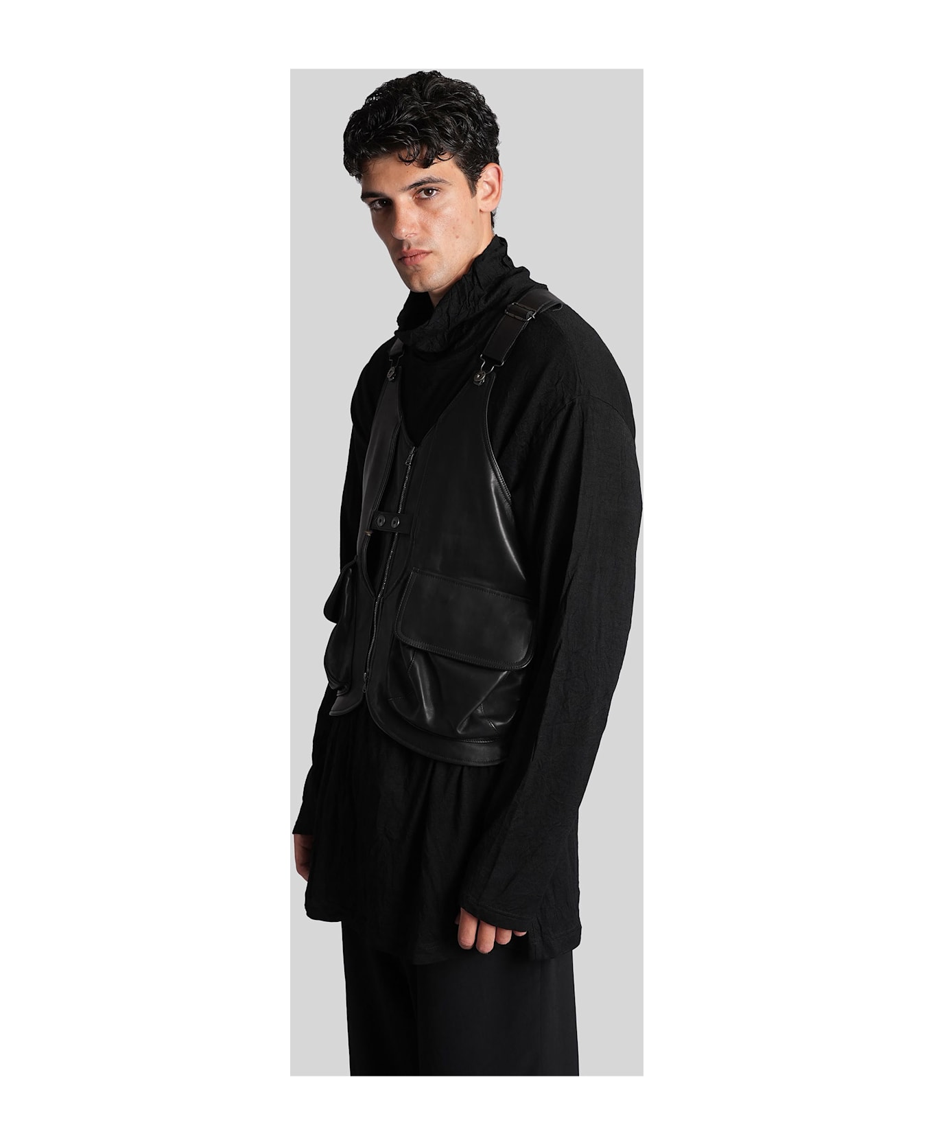 Yohji Yamamoto Vest In Black Leather - black