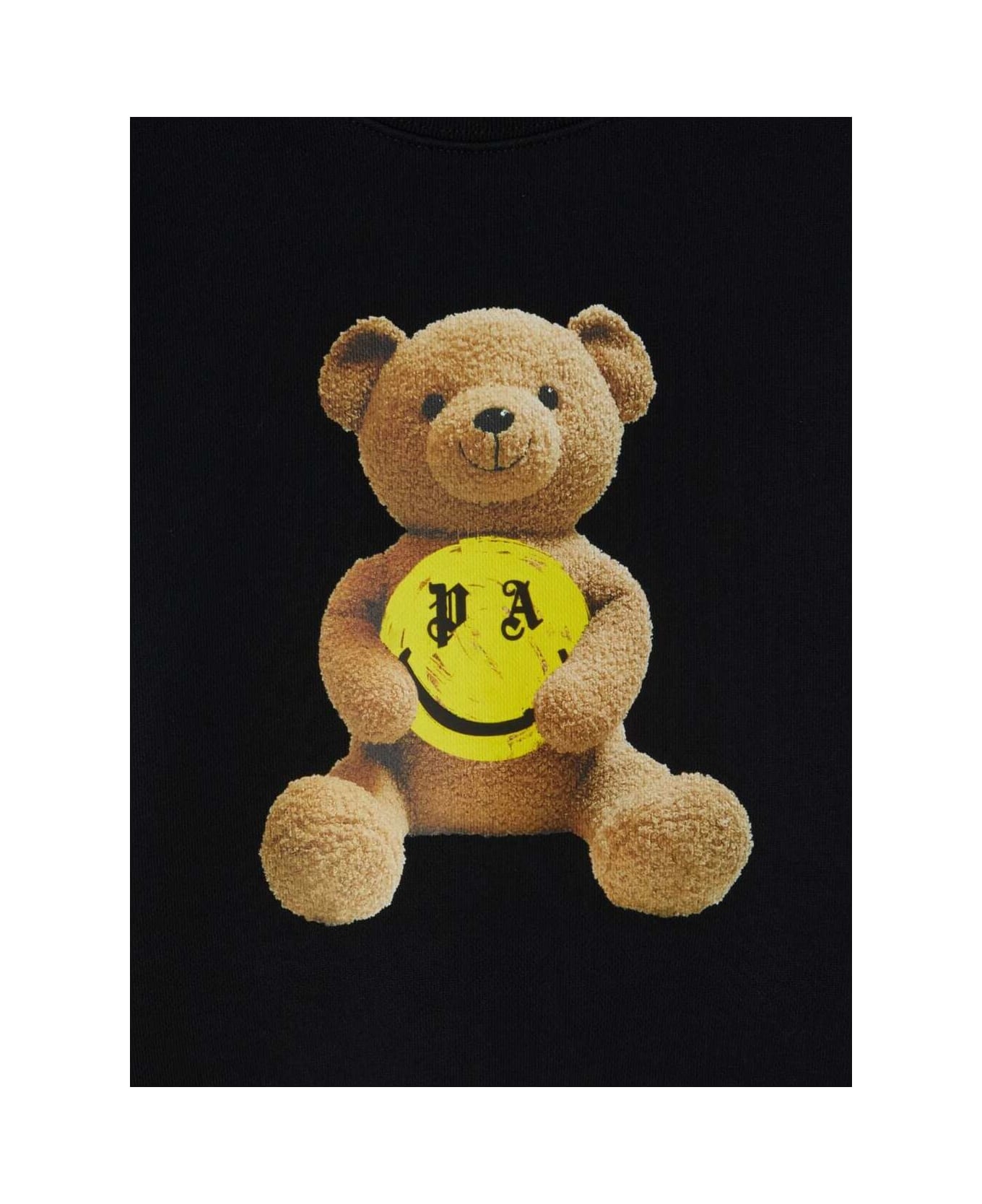 Palm Angels Black 'smiley Bear' With Maxi Print And Logo In Cotton Boy
