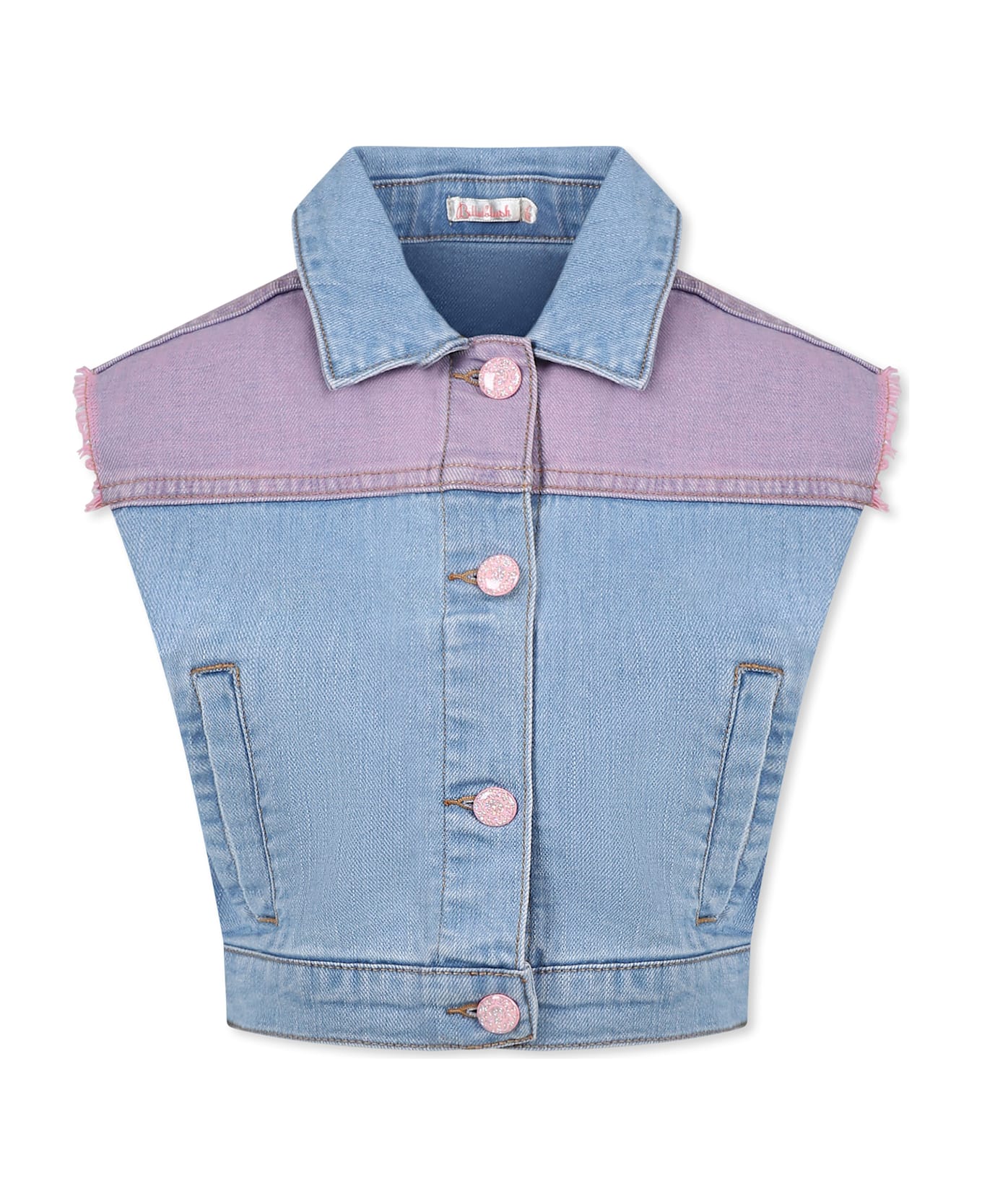 Billieblush Denim Vest For Girl With Writing - Denim