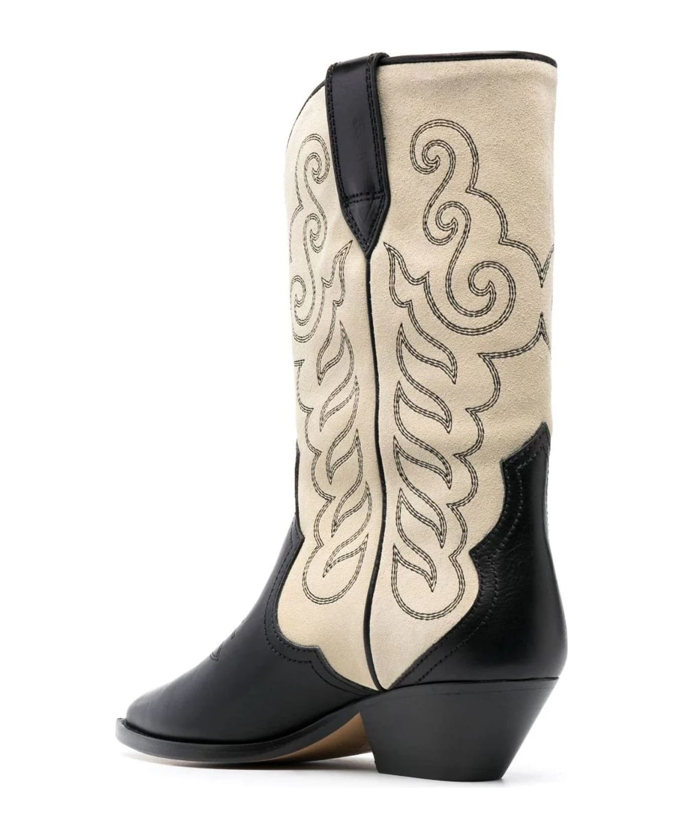Isabel Marant Black And Beige Suede Western Boots - black