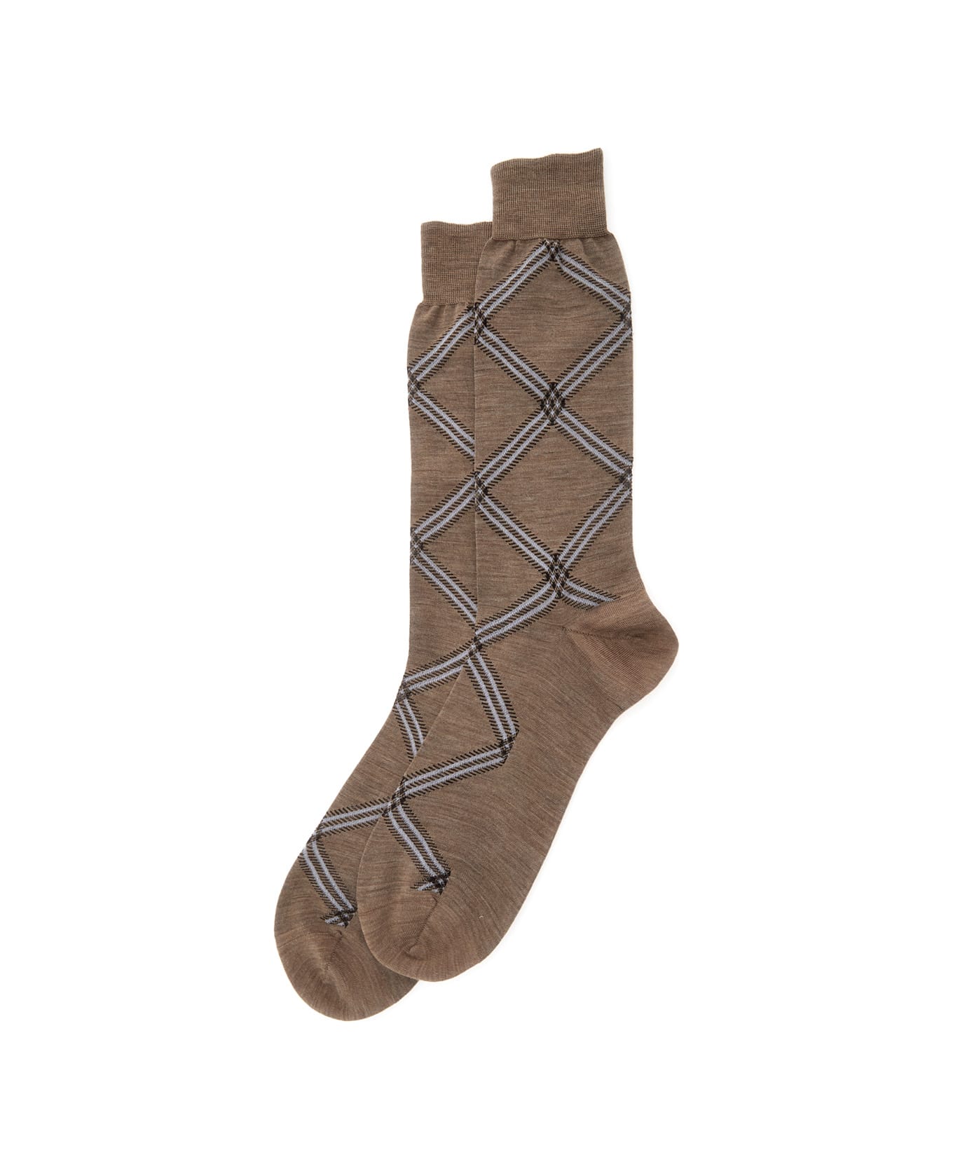 Burberry Beige Socks With Equestrian Knight Motif In Wool And Cotton Man - LINDEN