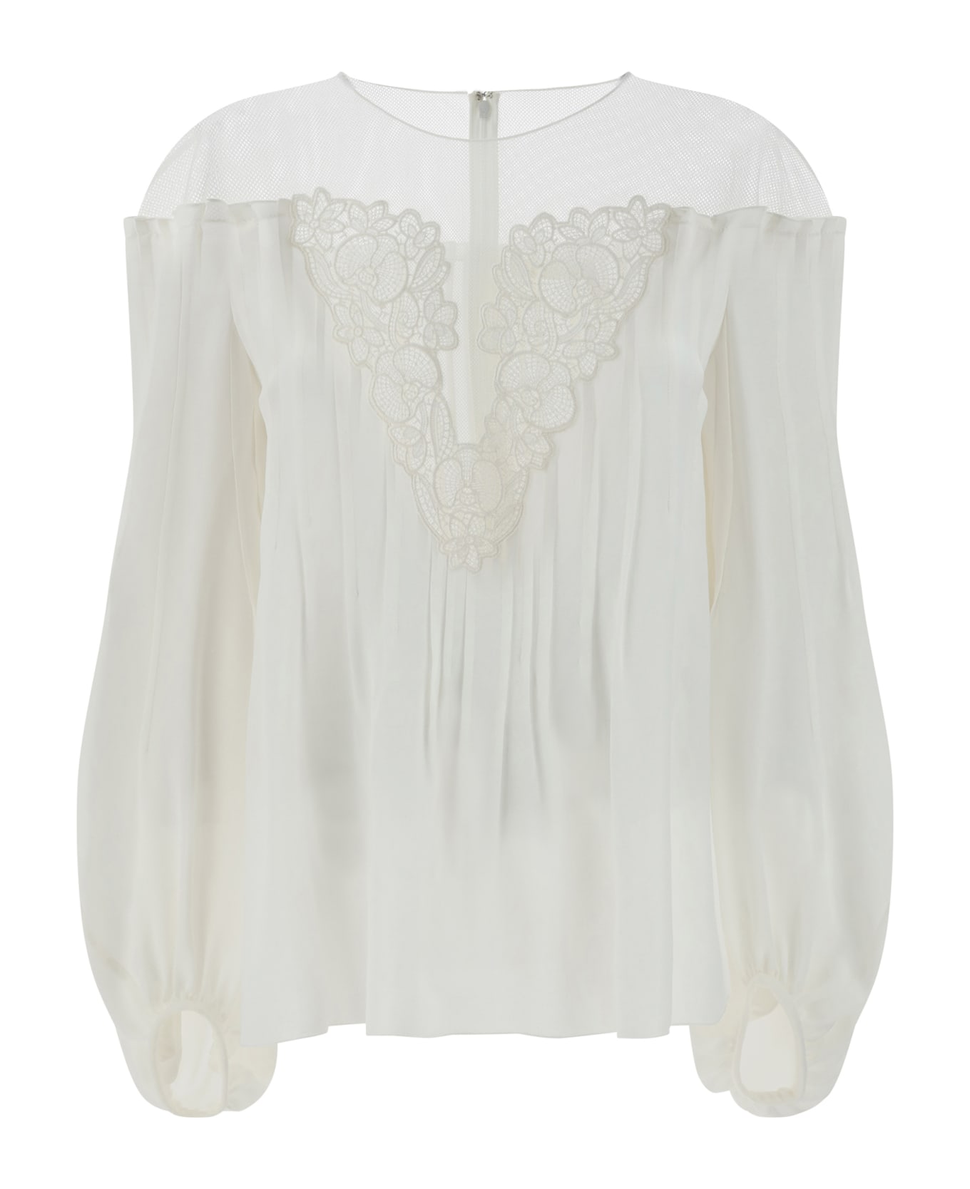 Chloé Silk Blouse With Embroidery - Iconic Milk