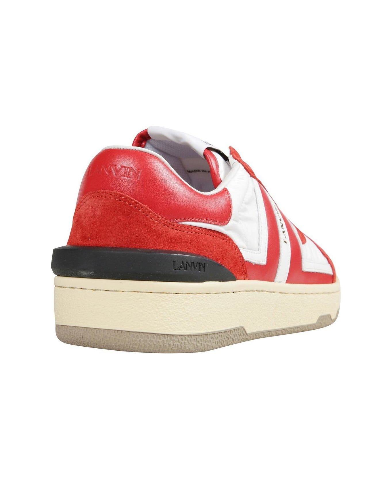 Lanvin Logo Printed Lace-up Sneakers - ROUGE/BLANC