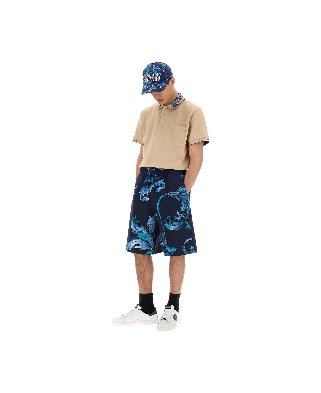 Versace Jeans Couture Sports Shorts Outline Baroque - BLUE