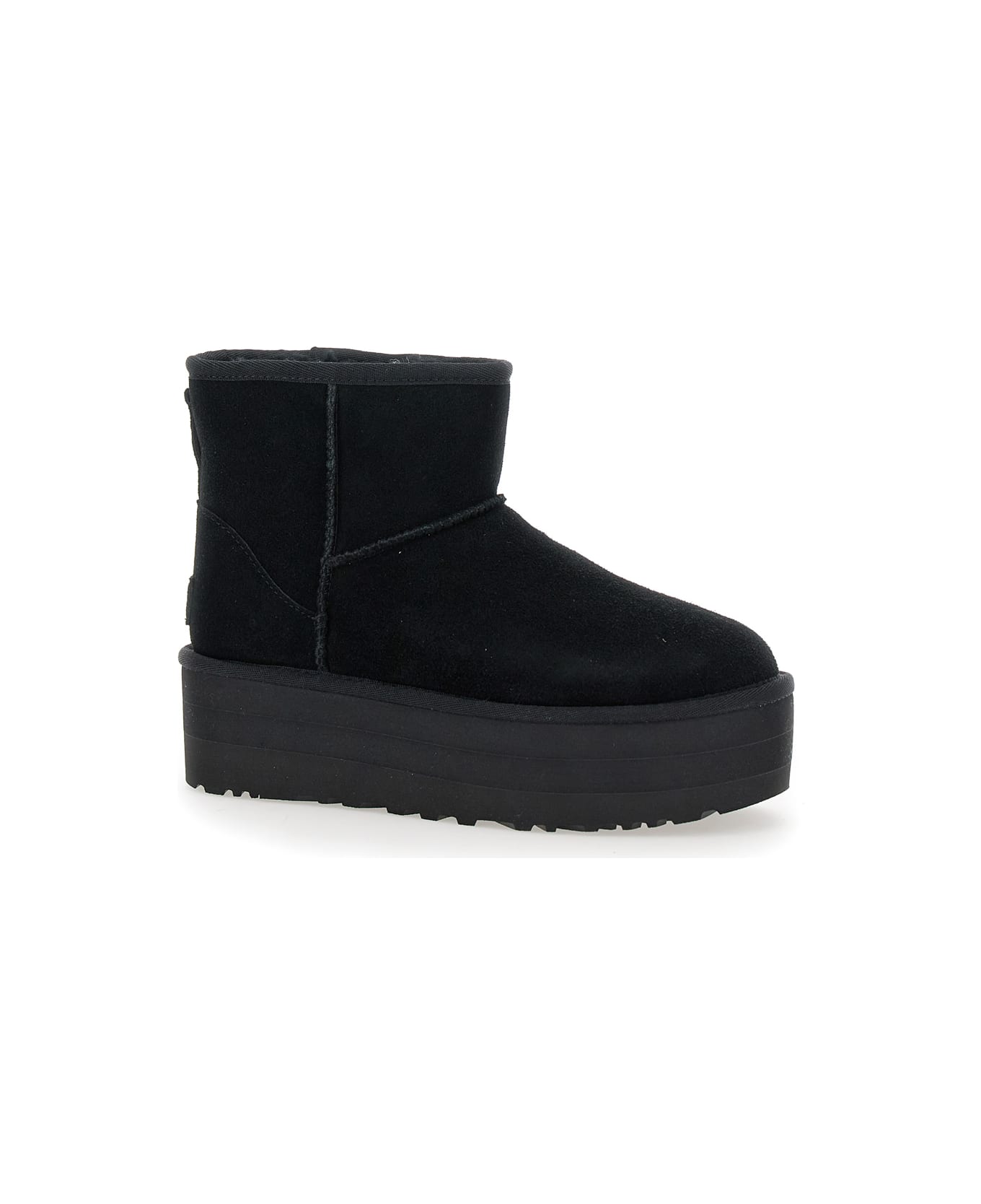 UGG 'classic Mini Platform' Black Ankle Boots With Platform In Suede Woman - Black