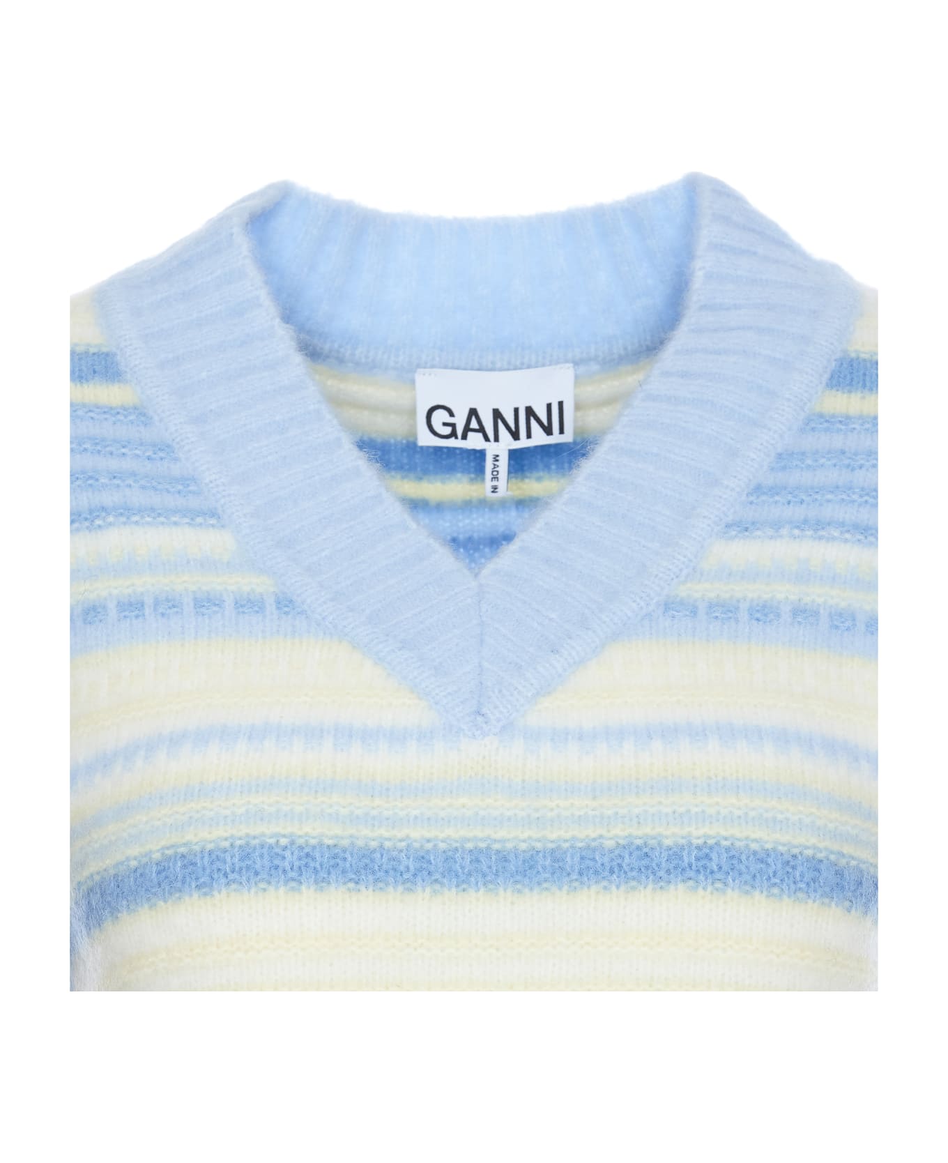 Ganni Soft Wool Striped Vest - Blue