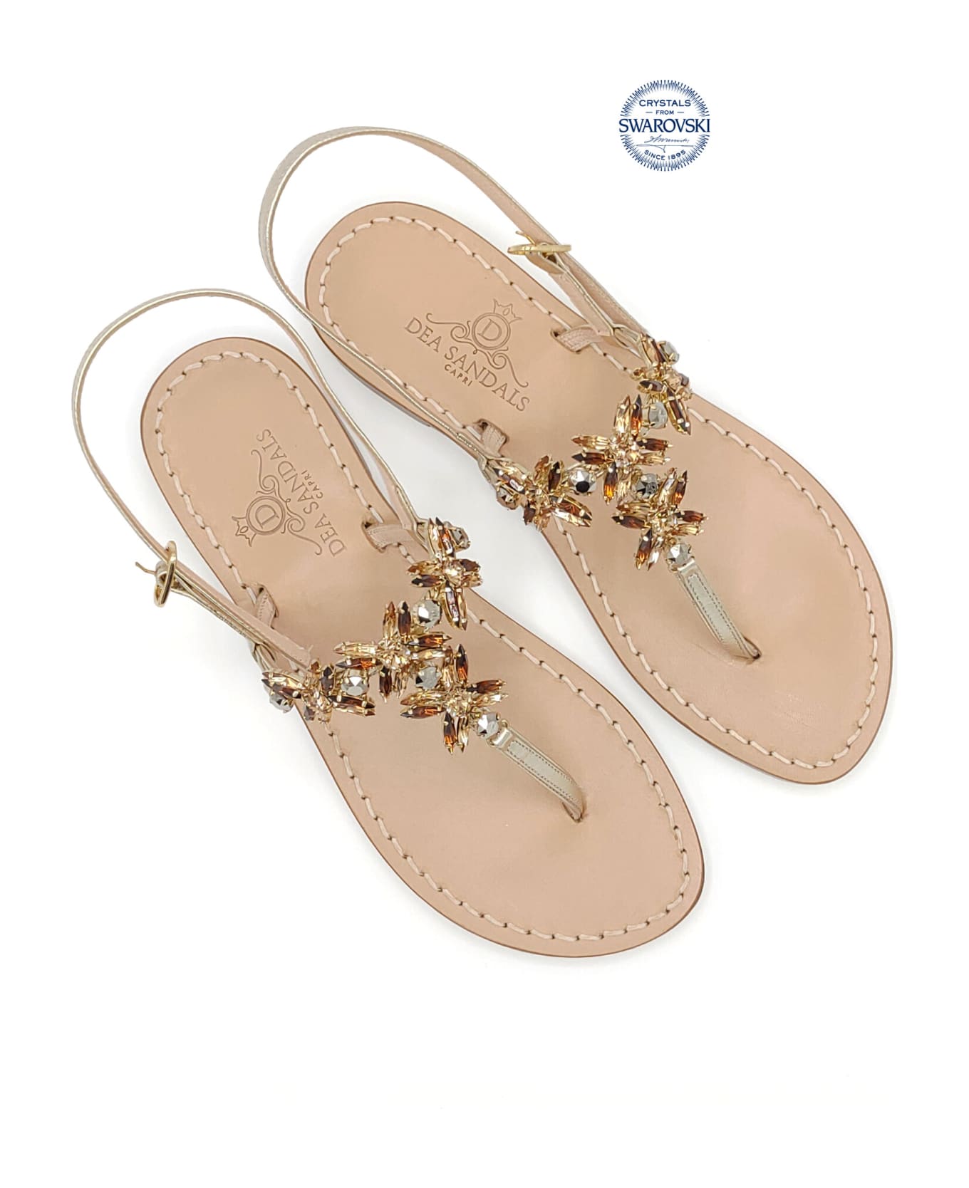 Dea Sandals Bagni Di Tiberio Jewel Thong Sandals - gold, gray, amber