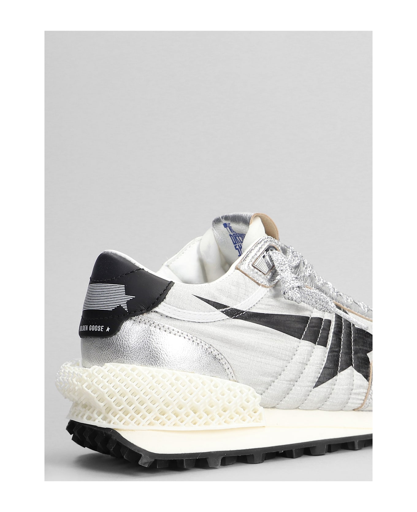 Golden Goose Running Marathon Sneakers In Silver Leather And Fabric - silver