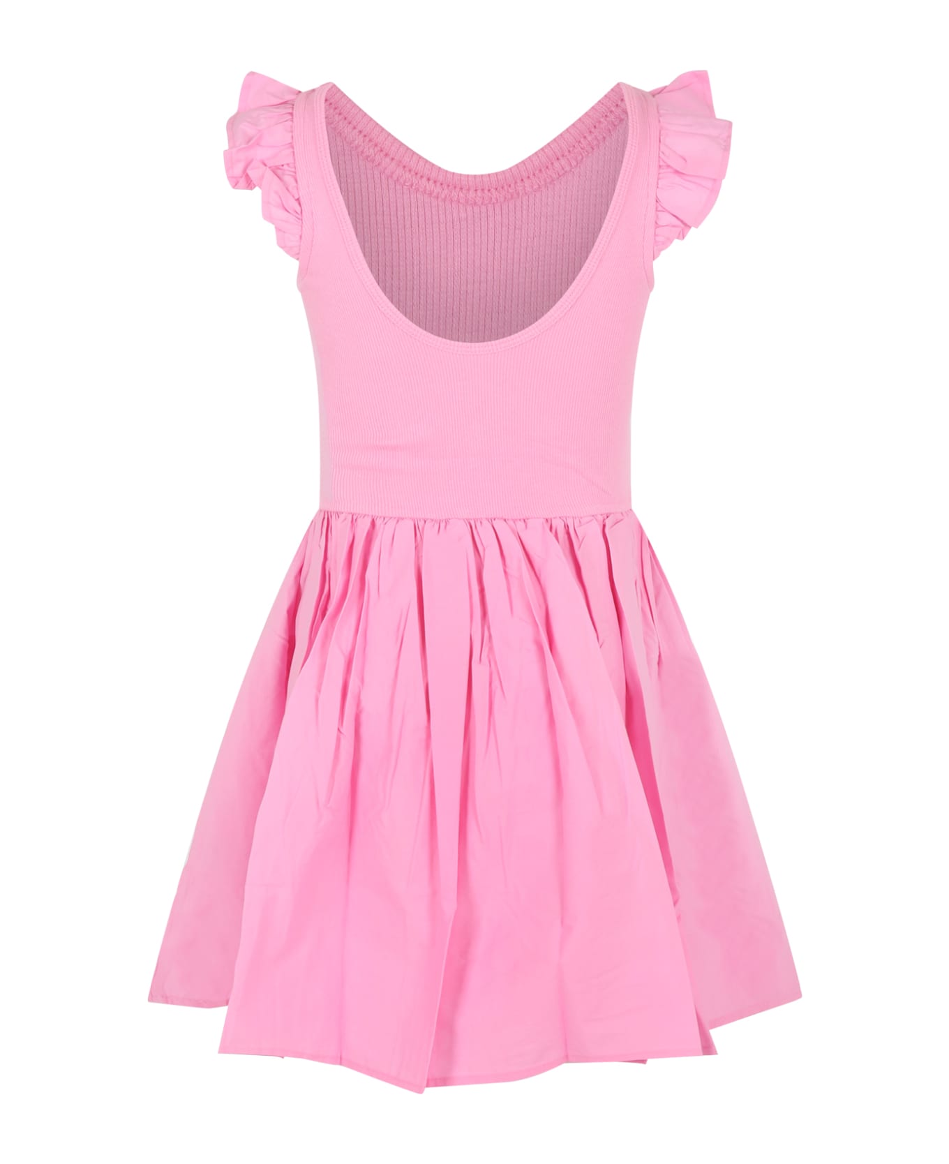 Molo Pink Dress For Girl With Logo Patch - Pink