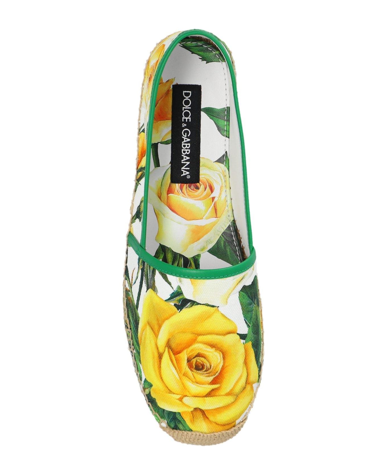 Dolce & Gabbana Floral Printed Espadrilles - Gialla ウェッジシューズ