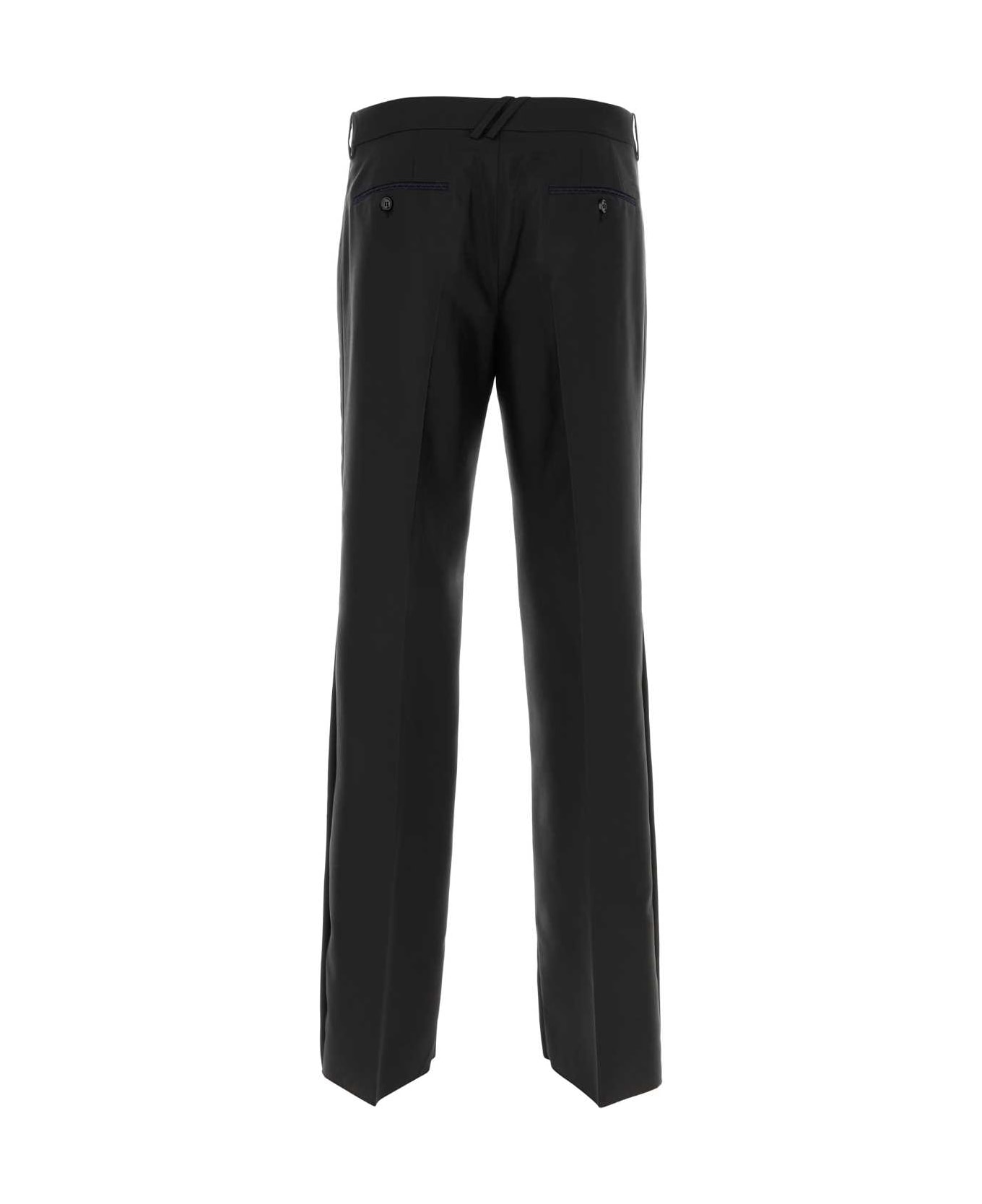 Burberry Black Wool Blend Wide-leg Pant - BLACK