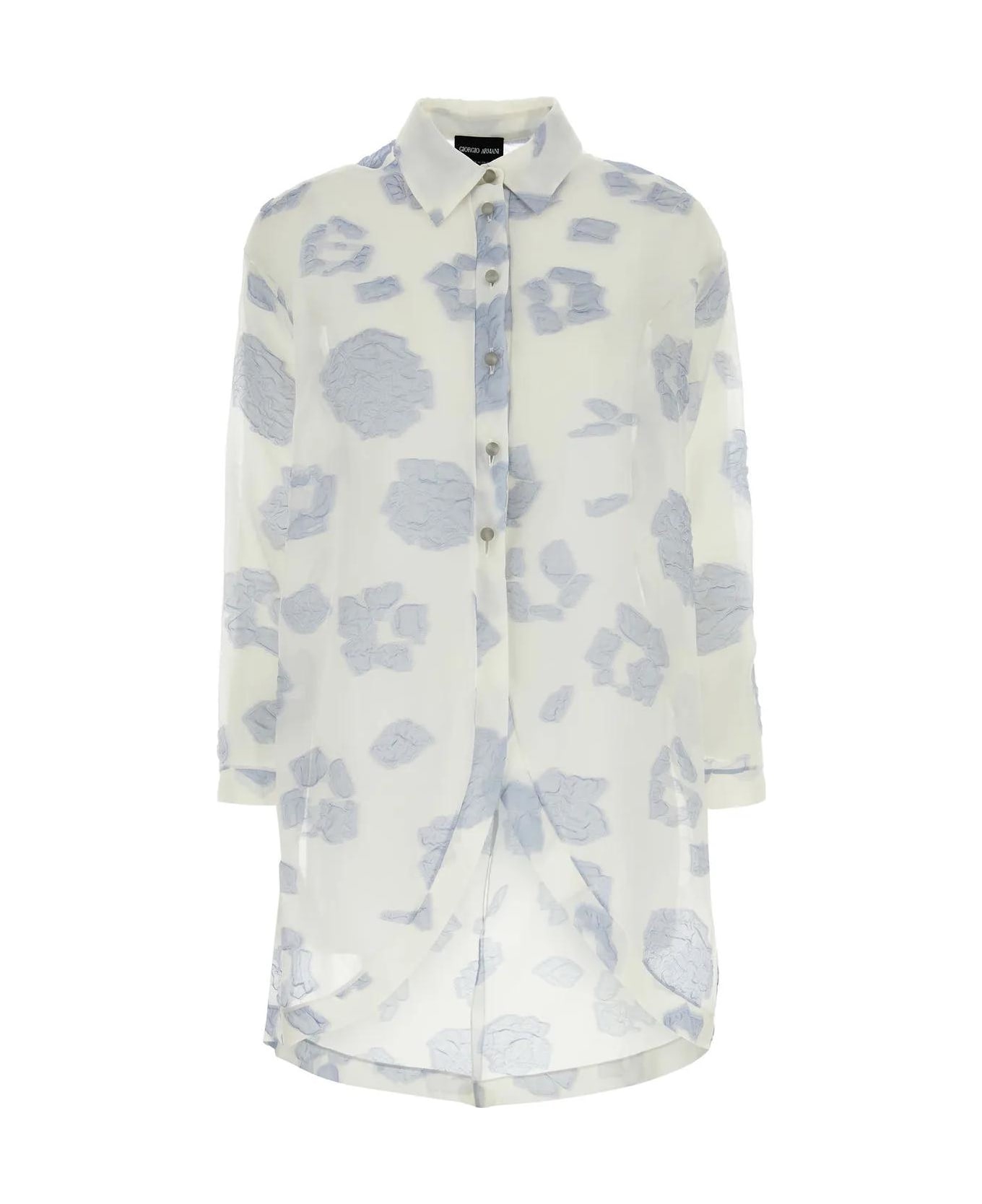 Giorgio Armani Embroidered Jersey Oversize Shirt - Gnawed Blue