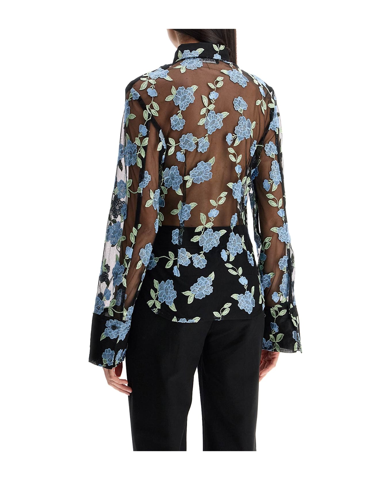 Rotate by Birger Christensen Mesh Fitted Shirt - 1000 BLACK COMB. (Black)