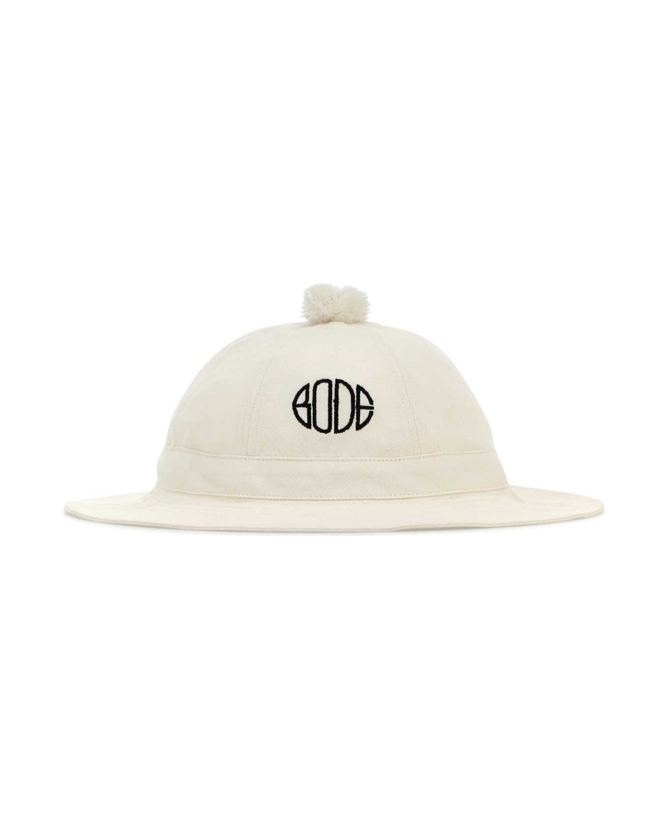 Bode White Cotton Bucket Hat - WHITE
