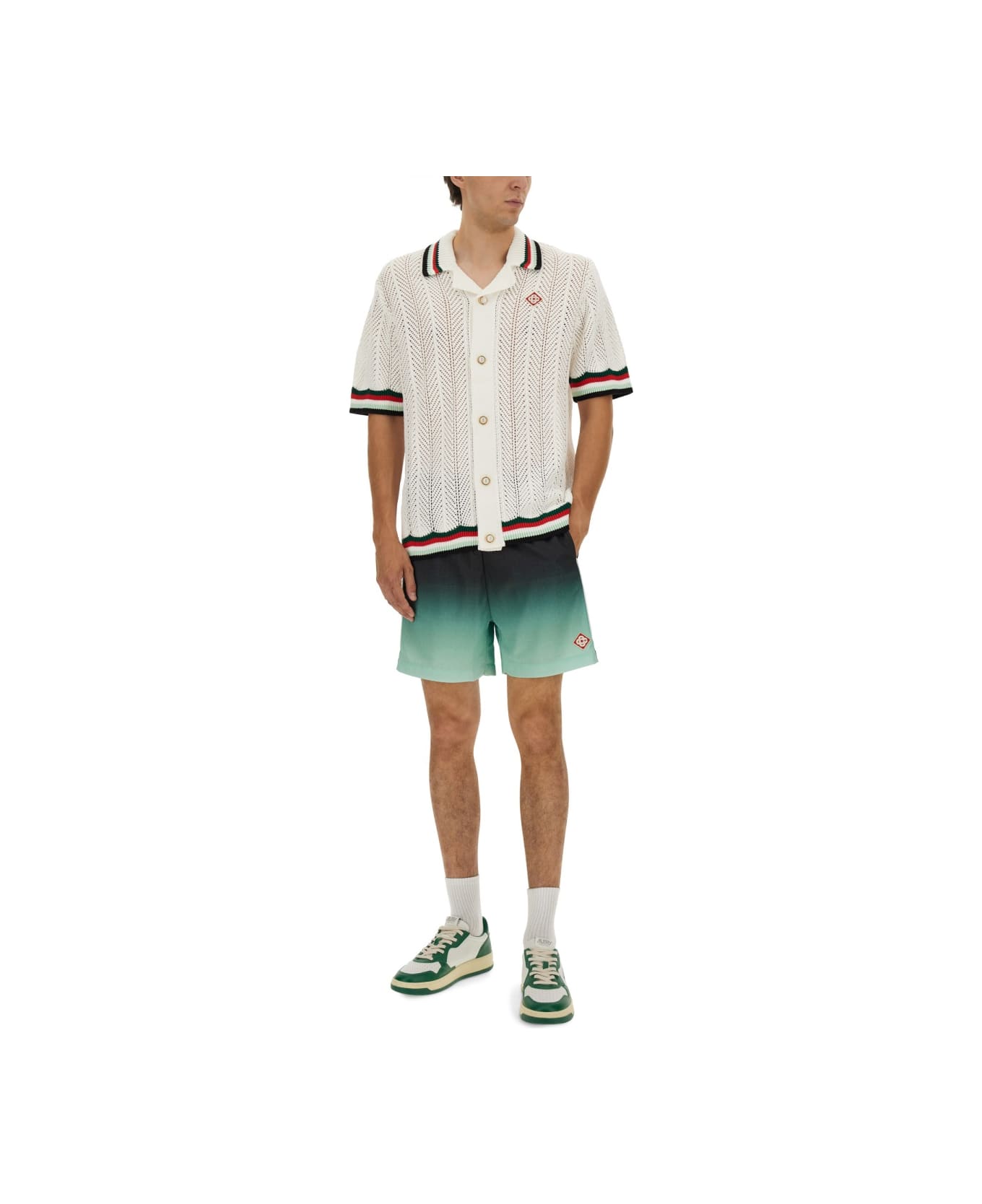 Casablanca Crochet Shirt "ondulee Mountains" - WHITE