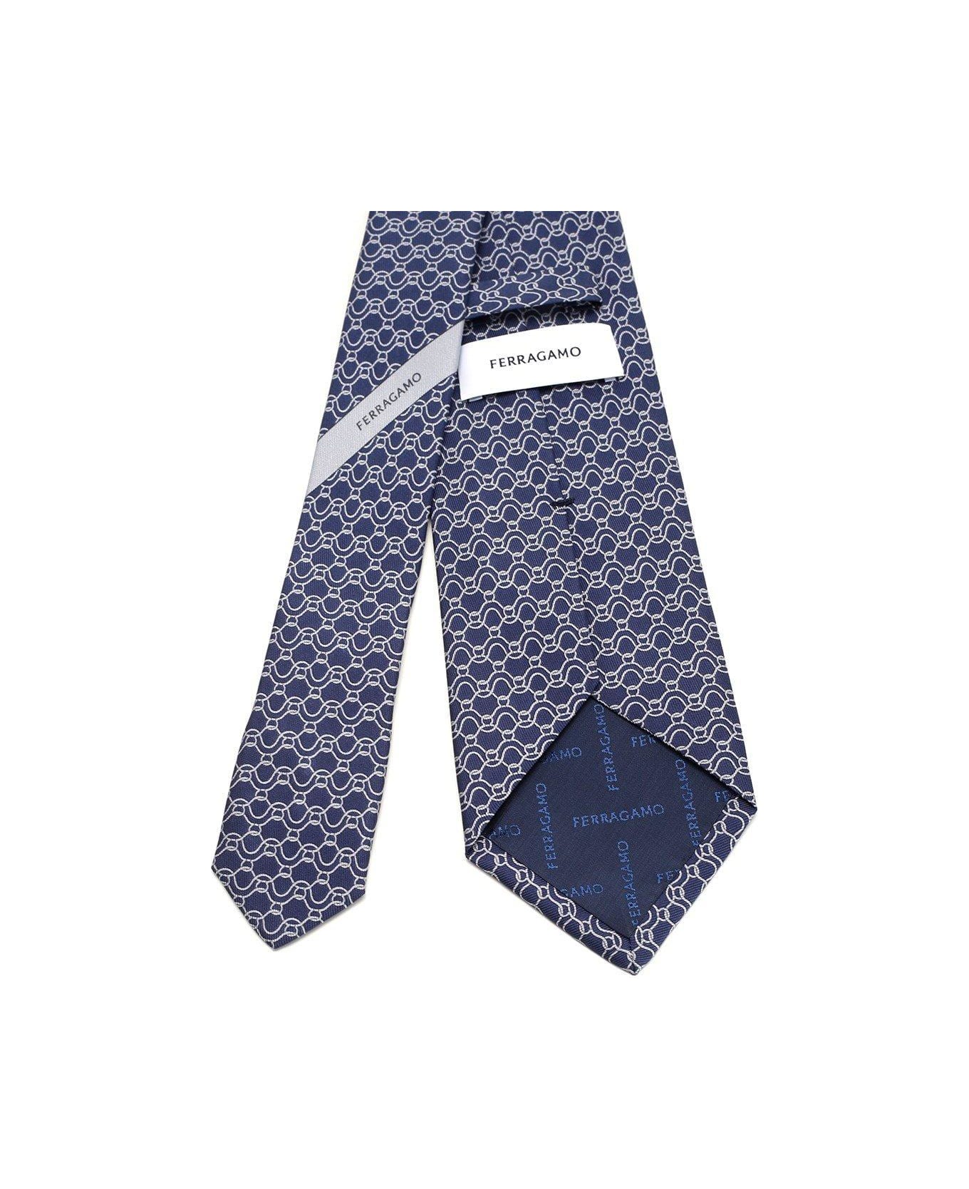 Ferragamo Gancini Printed Tie - Blue