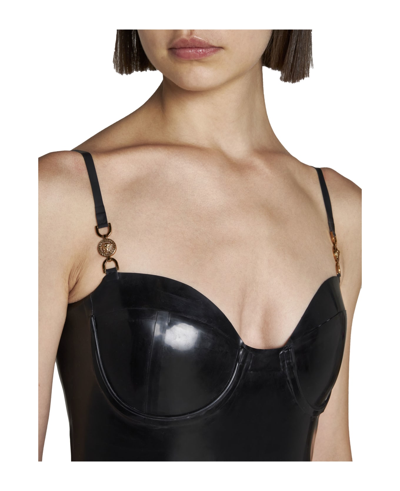 Versace Latex Midi Dress - Black ワンピース＆ドレス