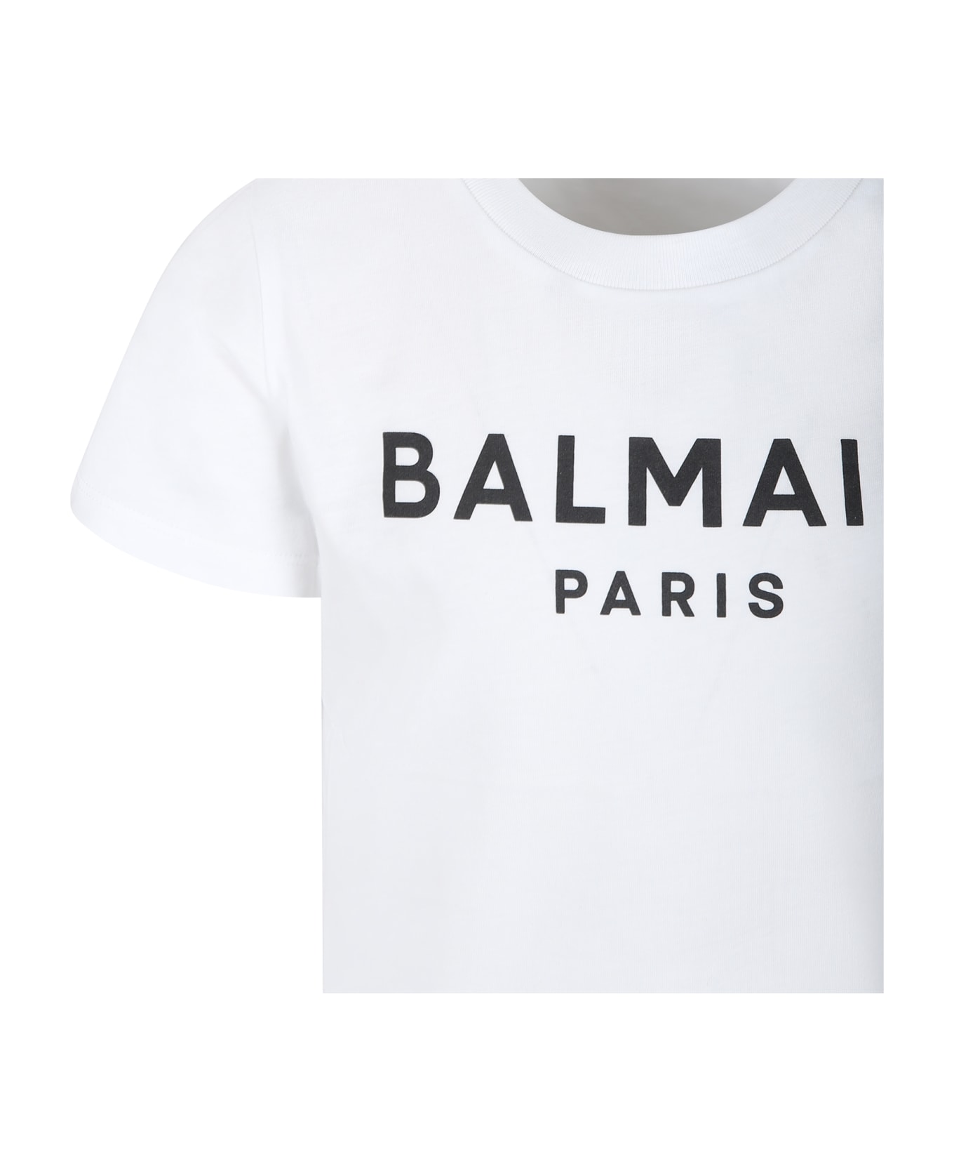 Balmain White T-shirt For Kids With Logo - White