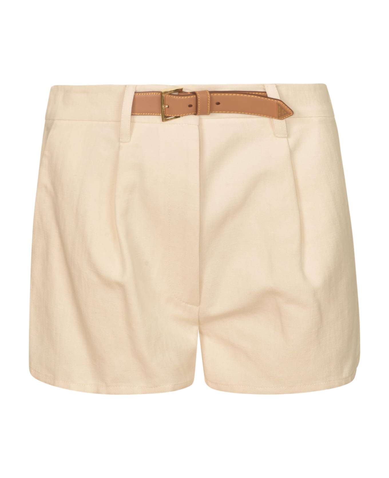 Prada Belted Cropped Shorts - Natural