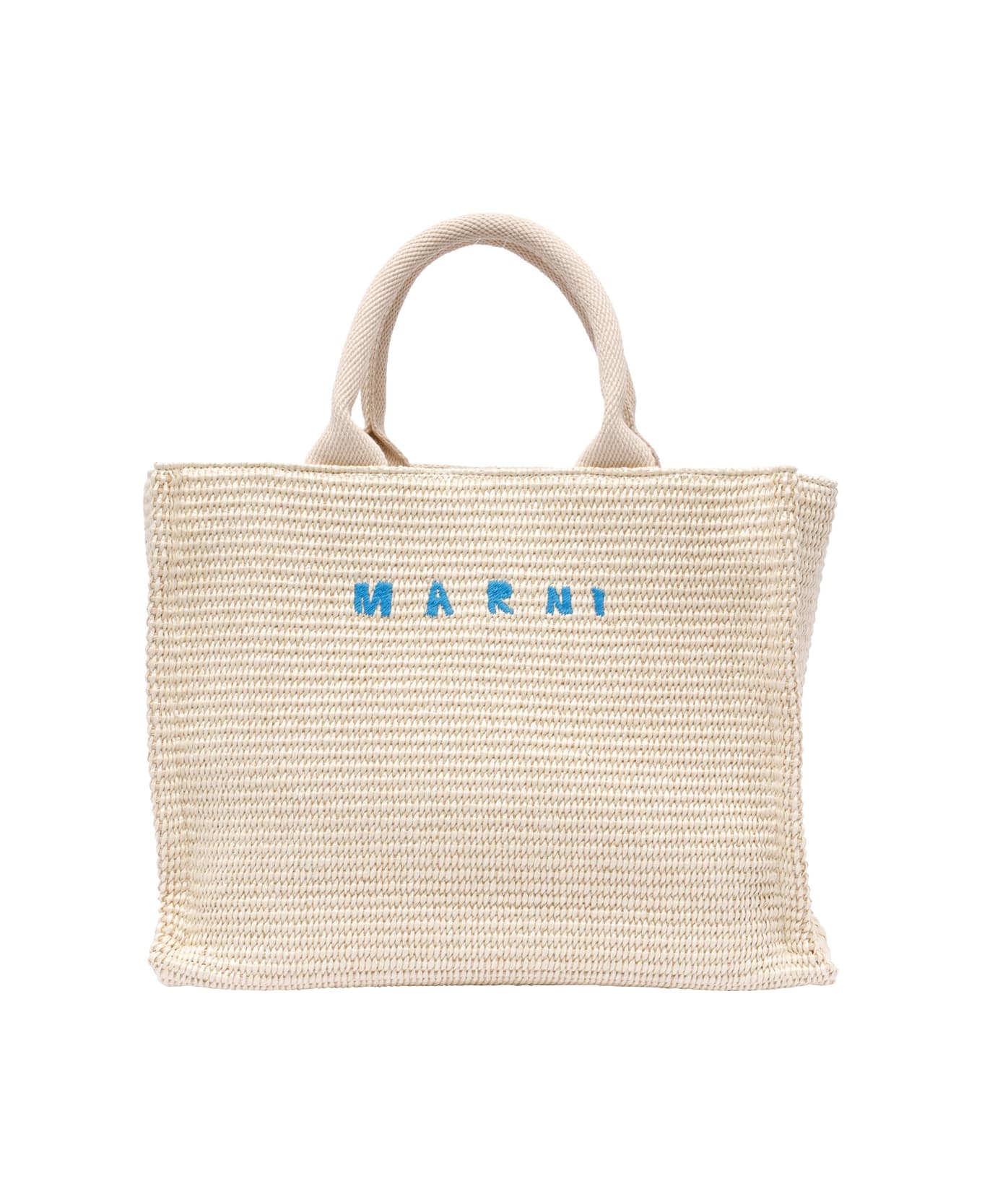 Marni Small Fabric Rafia Effect Shopping Bag - Beige