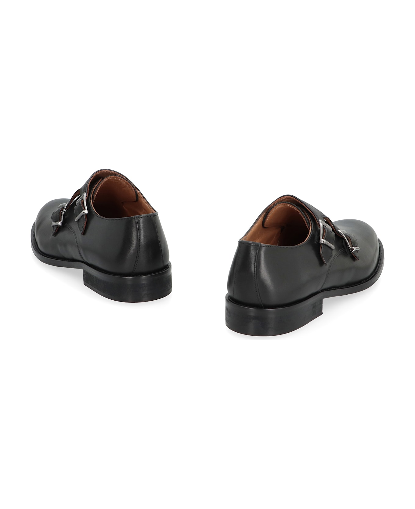 Bruno Magli Leather Monk-strap Shoes - black