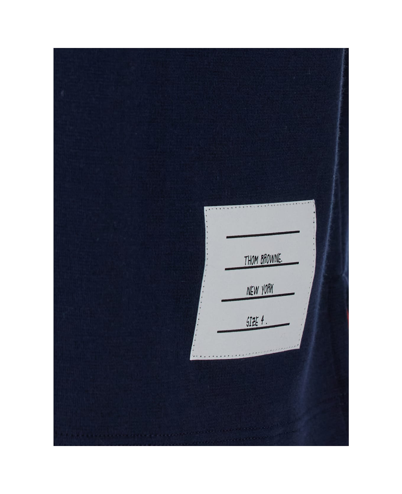 Thom Browne Long Sleeve Tee W/ 4 Bar Stripe In Milano Cotton - Blu