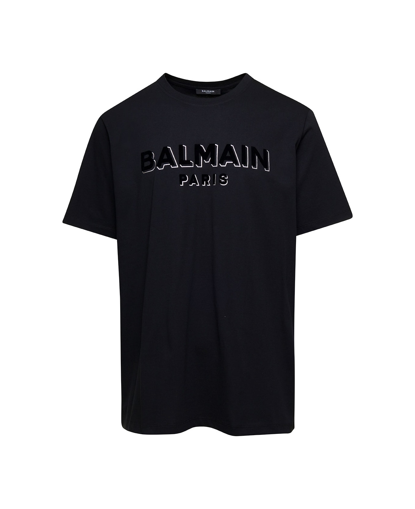 Balmain Flock & Foil T-shirt - Bulky Fit - Black シャツ