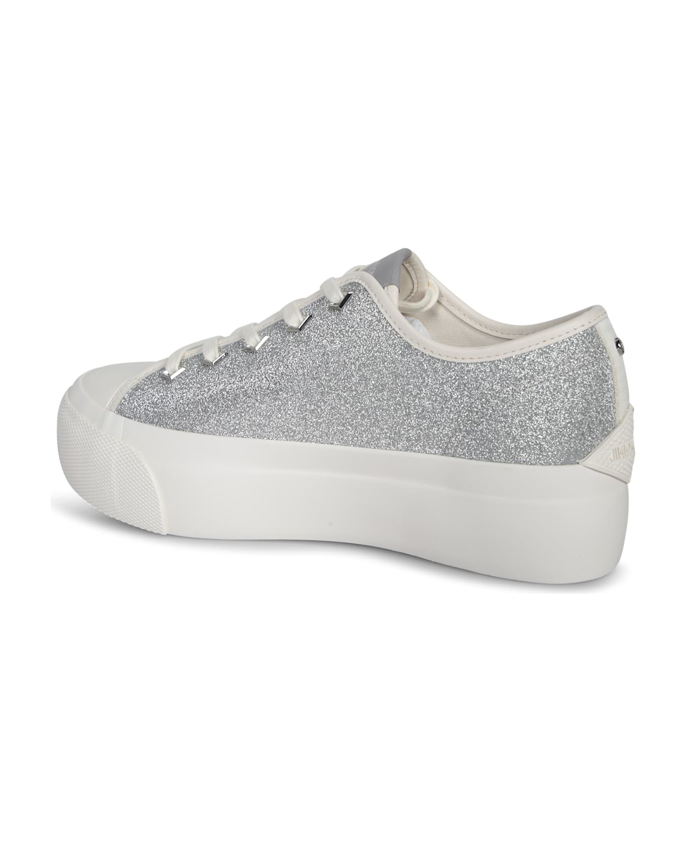 Jimmy Choo Palma Maxi Glitter Silver Sneakers - Metallic