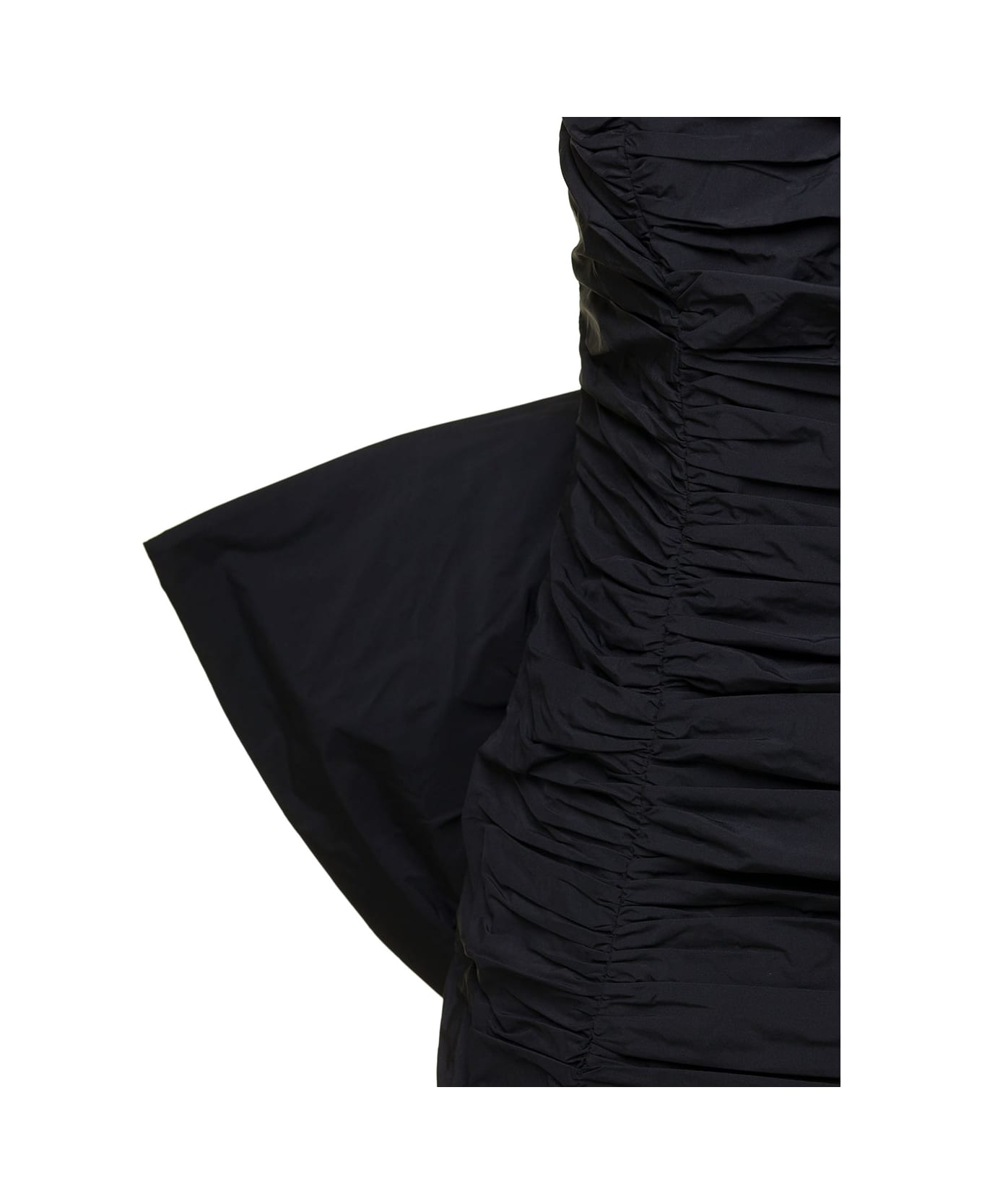Rotate by Birger Christensen Mini Black Pleated Dress With Oversized Box On The Back In Taft Woman Rotate - Black
