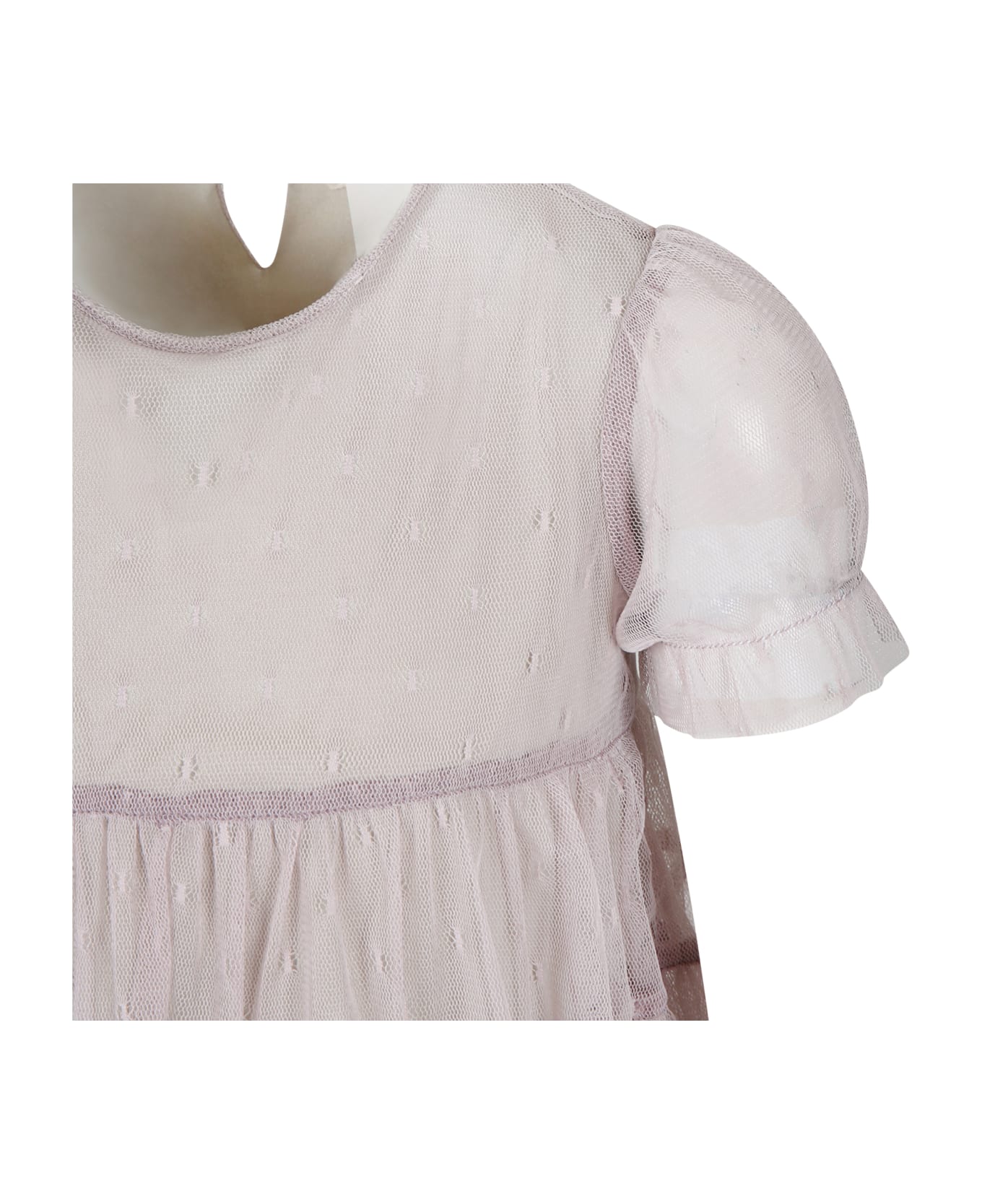 Caffe' d'Orzo Pink Dress For Girl With Embroidery - Pink ワンピース＆ドレス