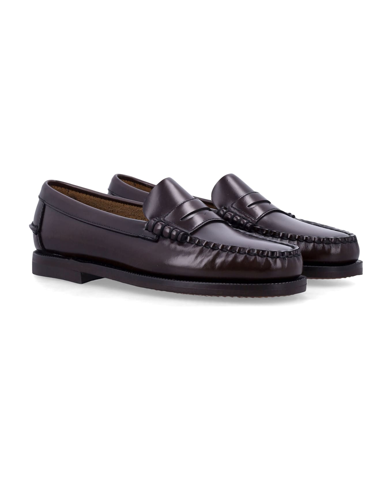 Sebago Classic Dan Brushed Leather Loafers - BROWN BURGUNDY